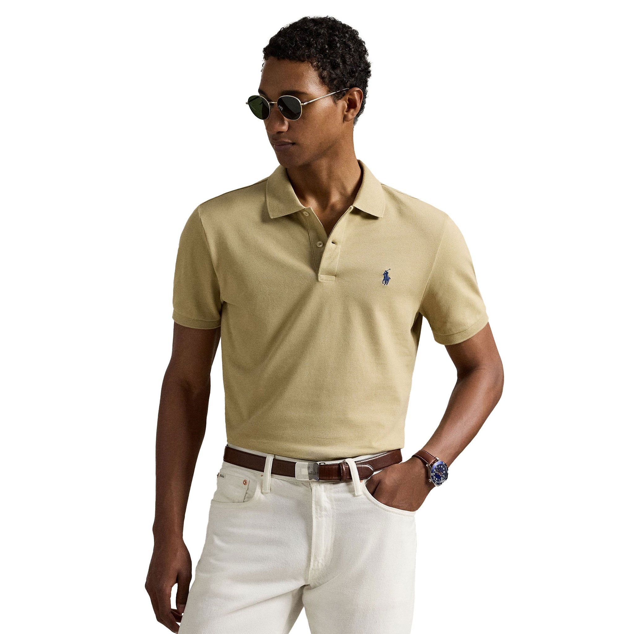 RL SHORT SLEEVE POLO SHIRT Khaki / L