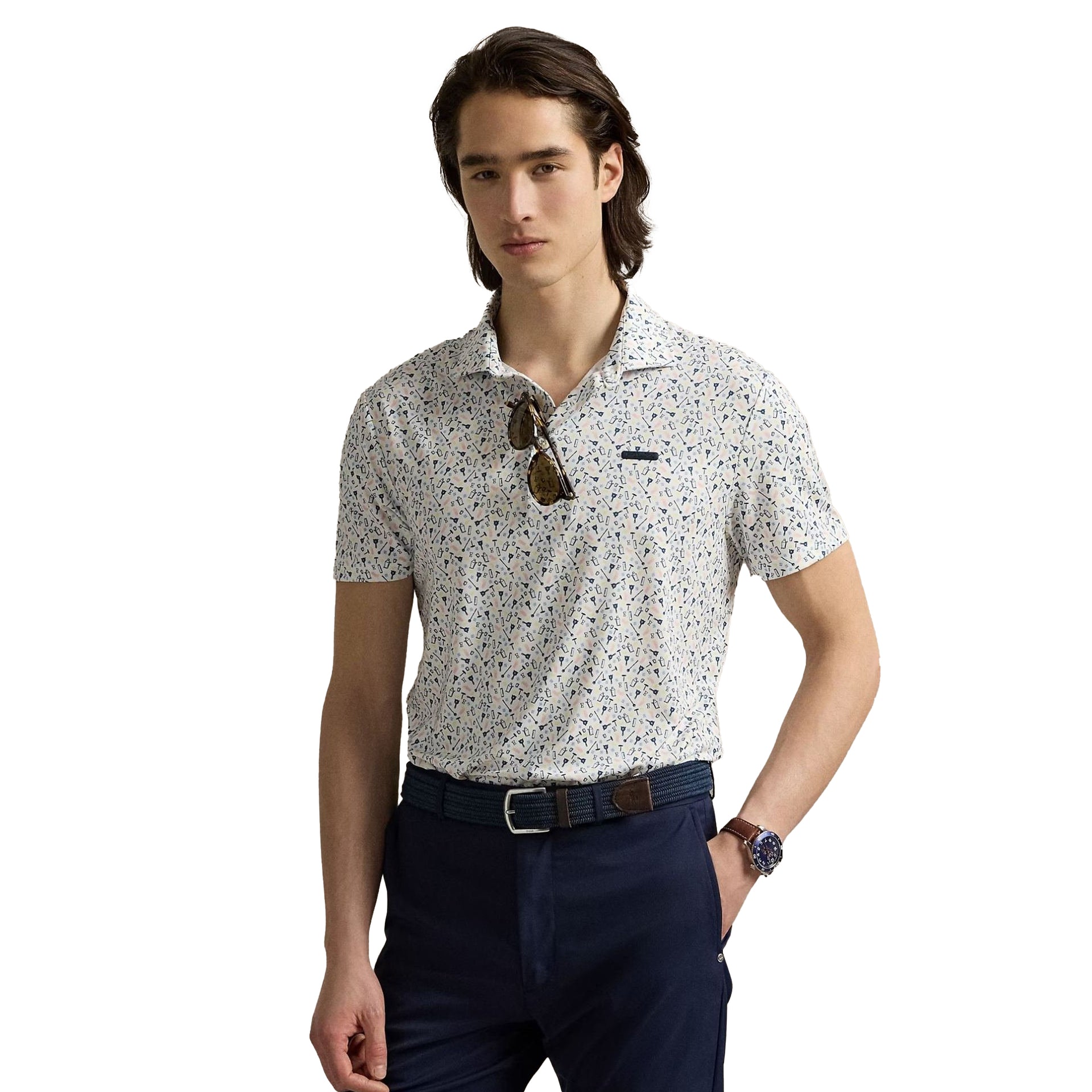 RL KNIT POLO NAVY MULTI L