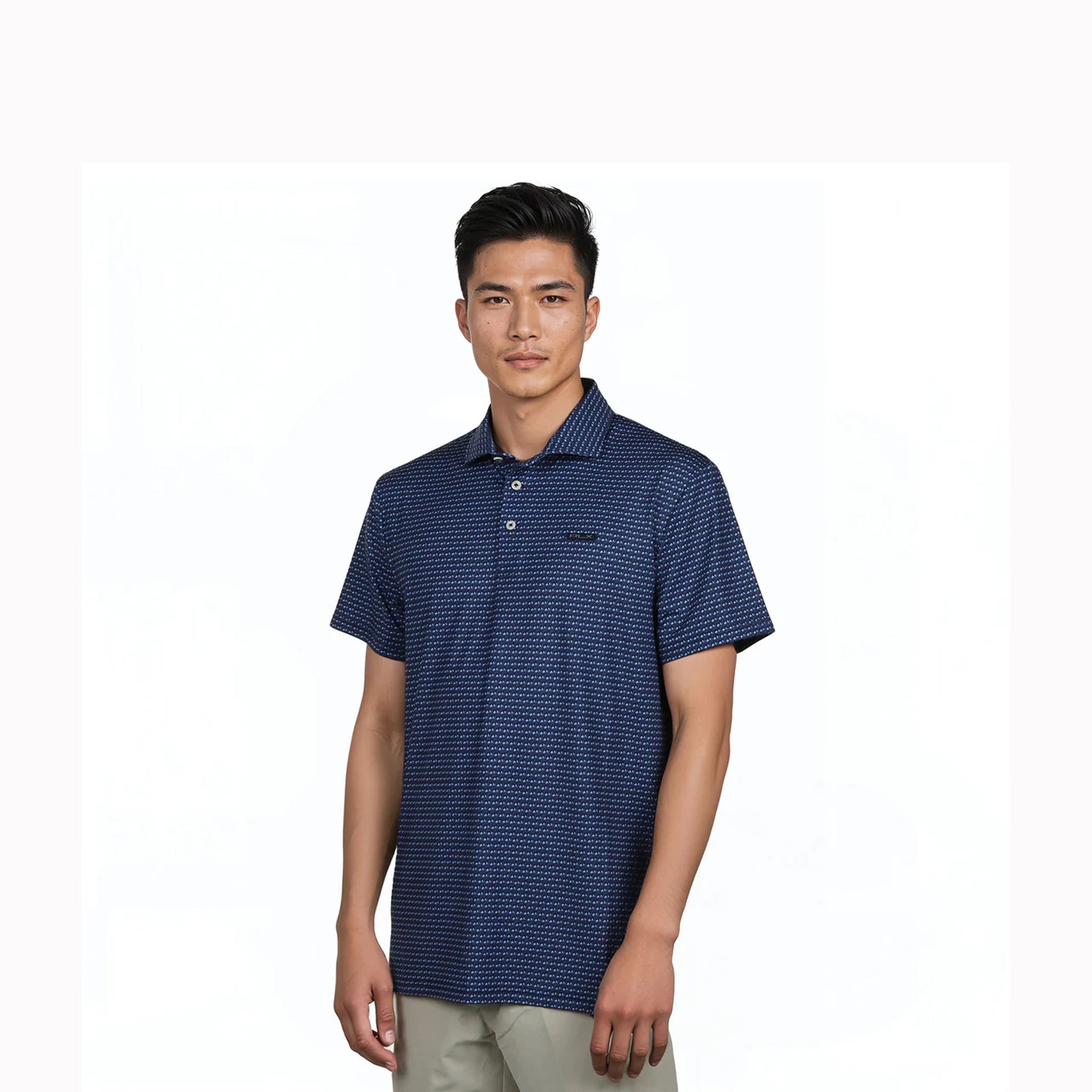 RL PRINTED LIGHTWEIGHT AIRFLOW KNIT POLO NAVY
