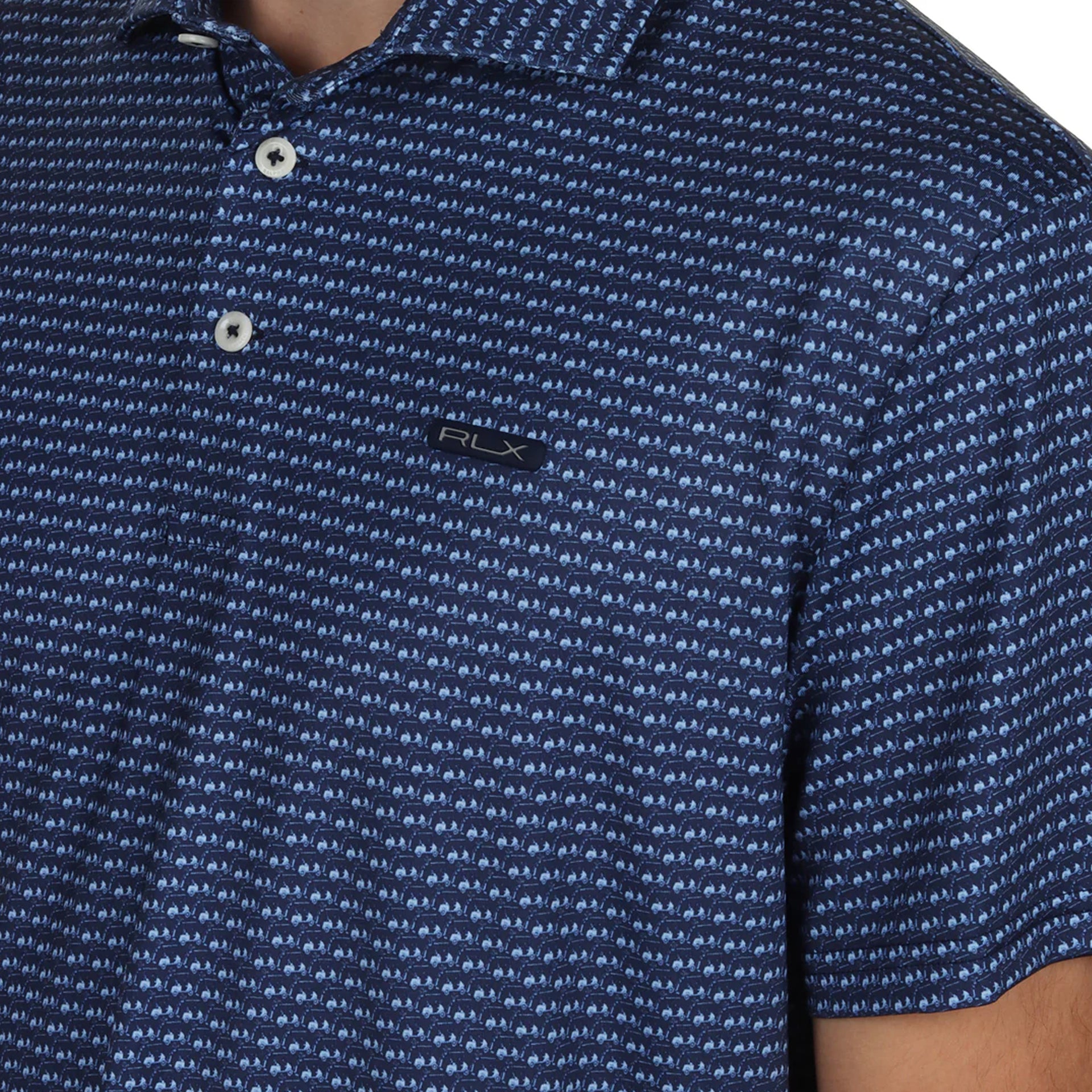 RL PRINTED LIGHTWEIGHT AIRFLOW KNIT POLO NAVY