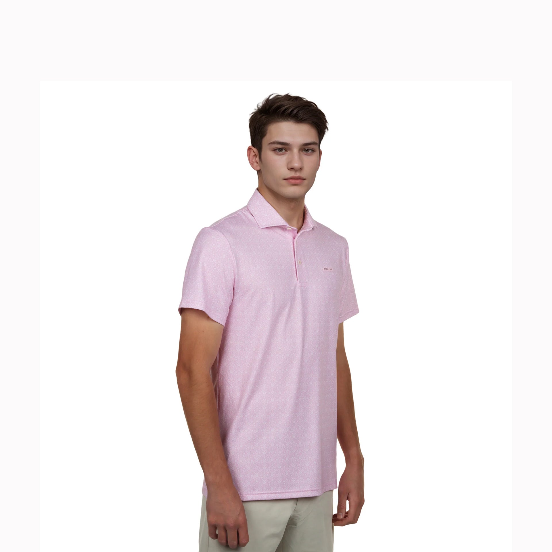 RL PRINTED LIGHTWEIGHT AIRFLOW KNIT POLO PINK