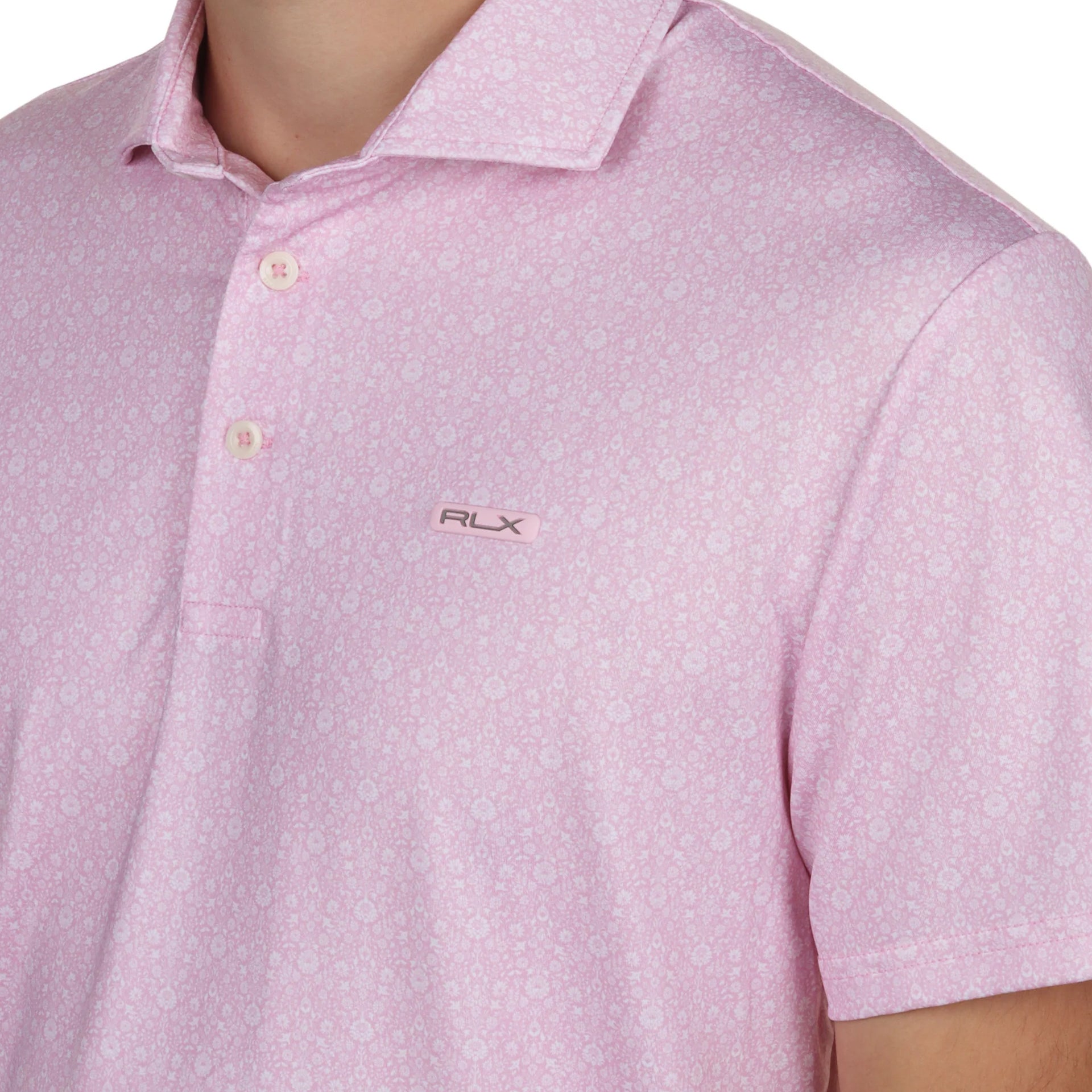 RL PRINTED LIGHTWEIGHT AIRFLOW KNIT POLO PINK