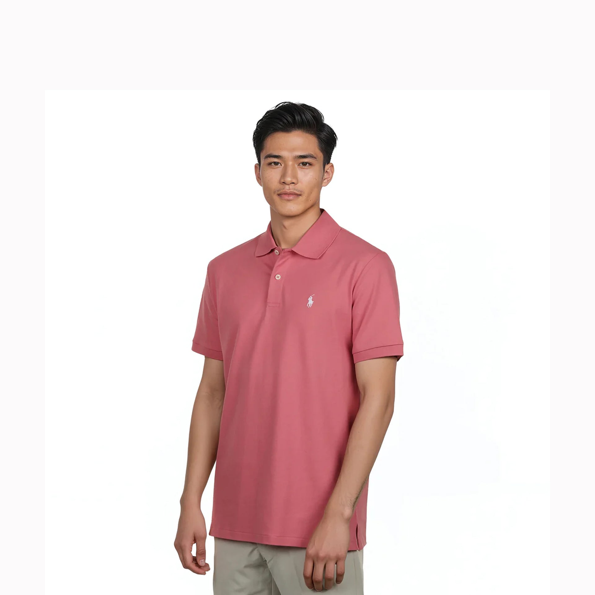 PERF STRETCH MESH KNIT POLO DESERT ROSE