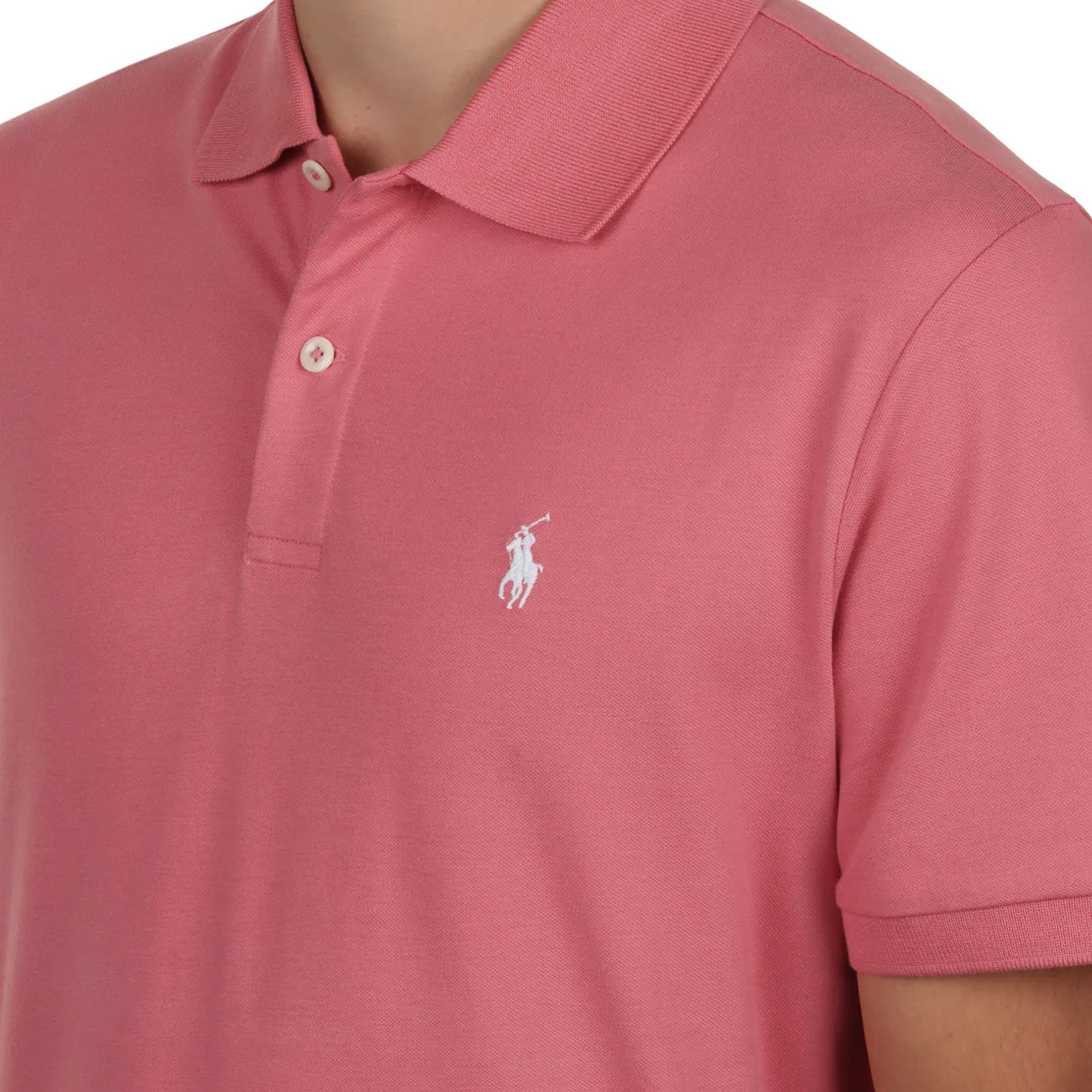PERF STRETCH MESH KNIT POLO DESERT ROSE