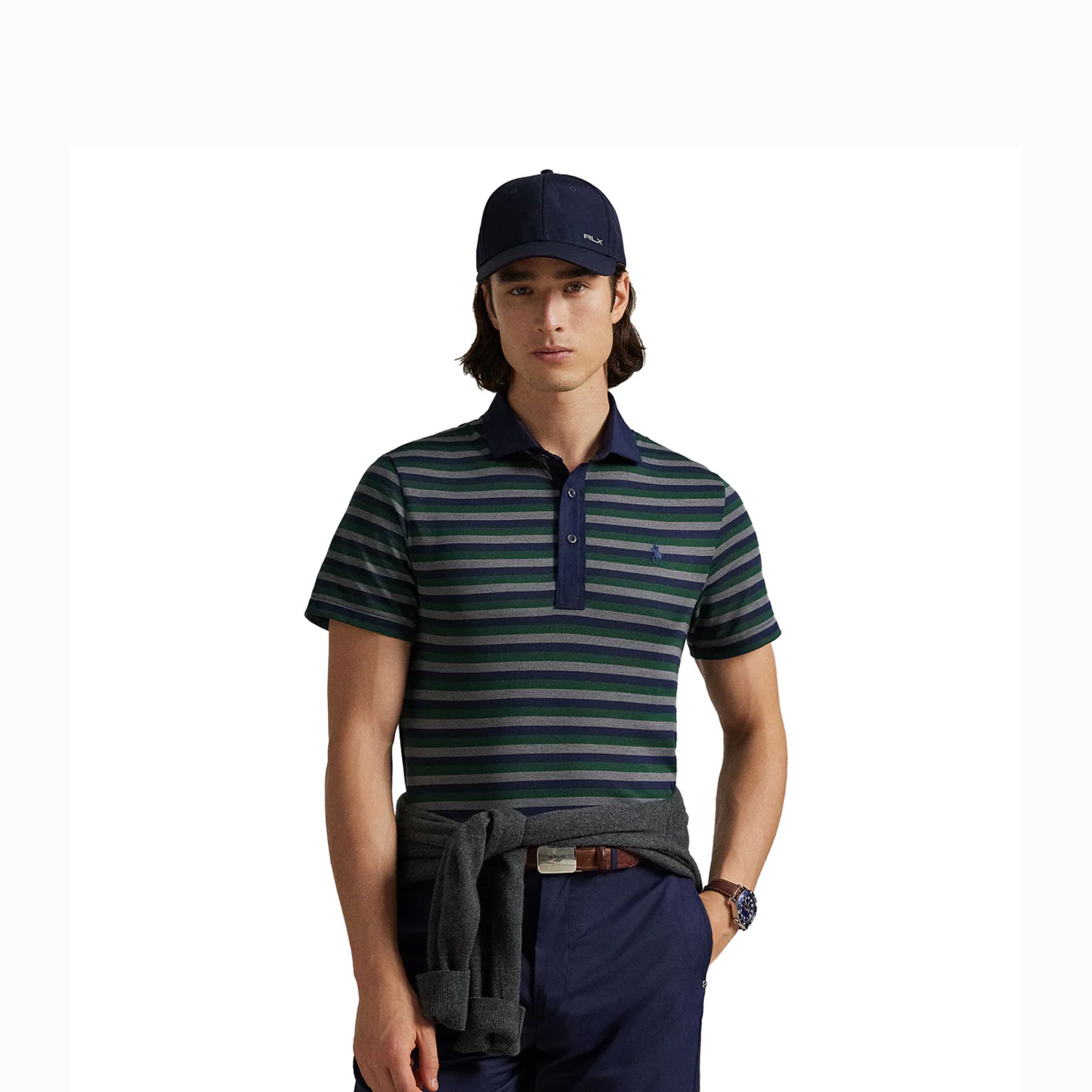 PERF STRETCH MESH KNIT POLO VINTAGE PINE