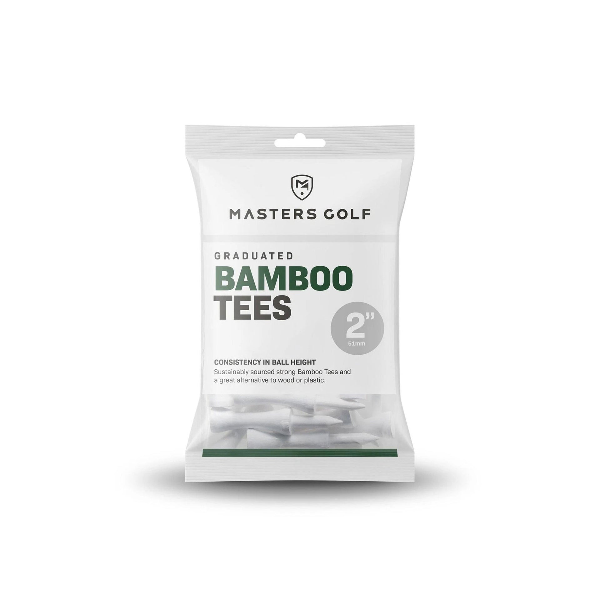 MASTERS BAMBOO GRADUATED TEES 2IN BAG 20 WHITE
