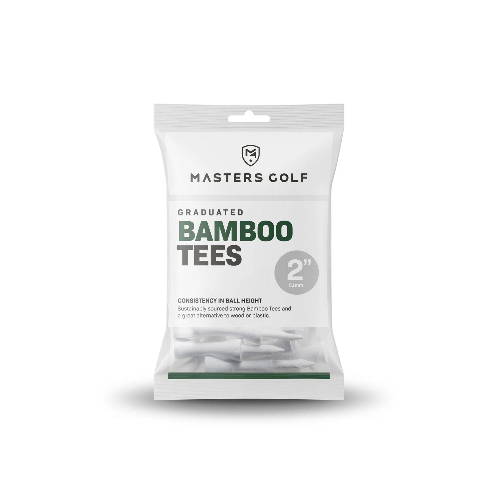MASTERS BAMBOO GRADUATED TEES 2IN BAG 20 WHITE