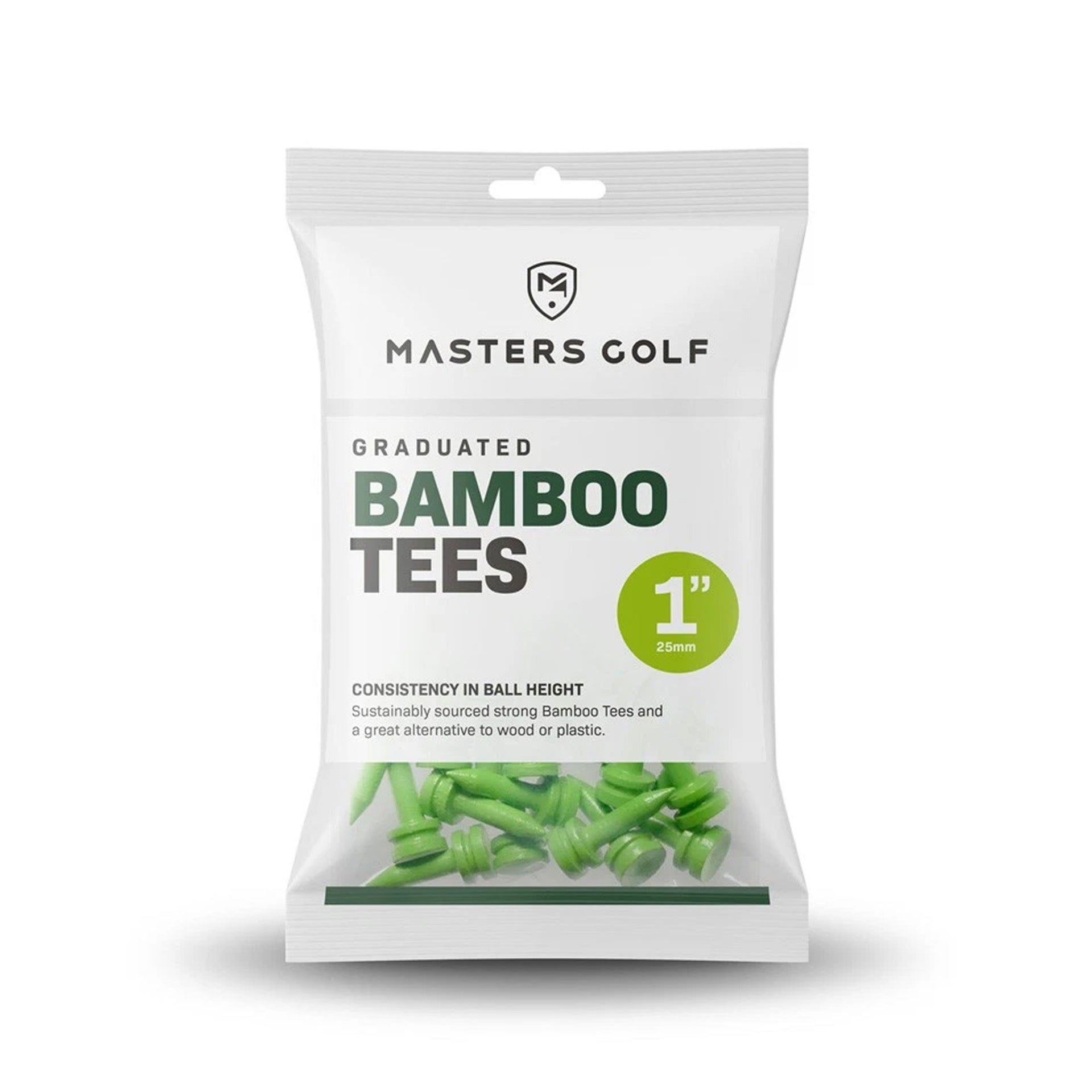 MASTERS BAMBOO GRADUATED TEES 1IN BAG 25 LIME