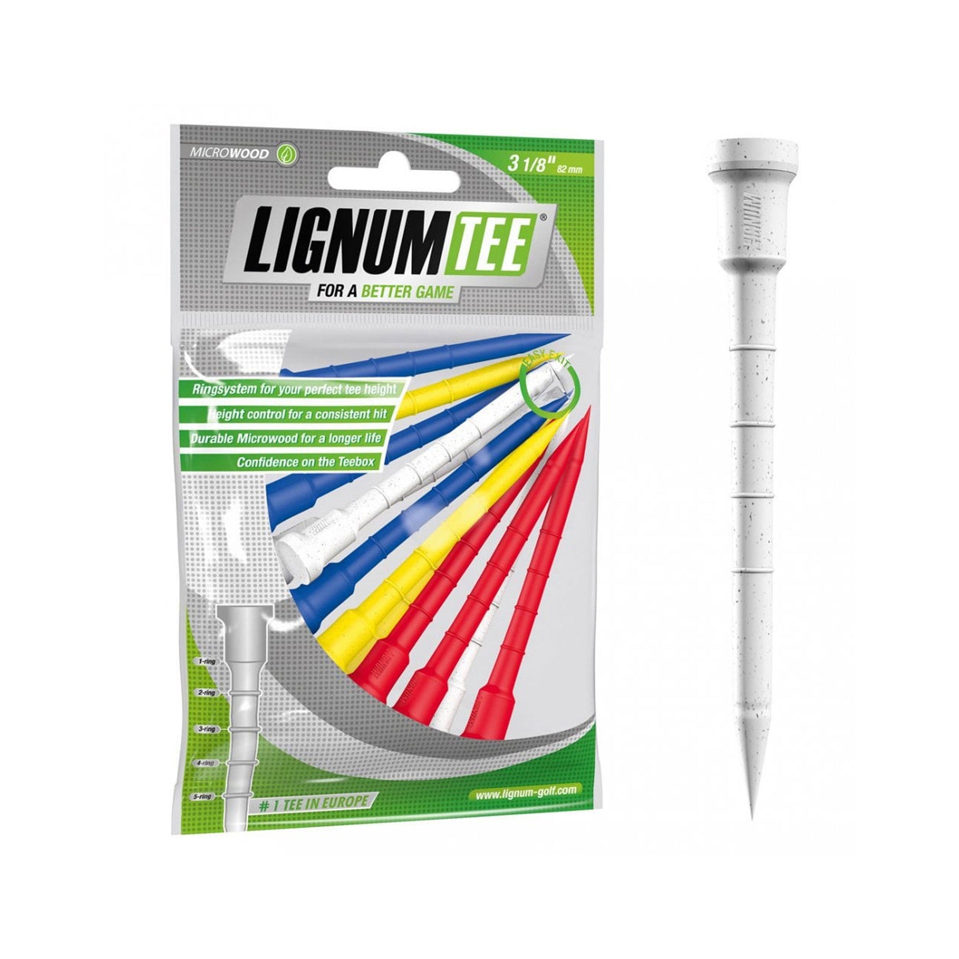 MASTERS LIGNUM TEE 3 1/8IN PK12 MIX COLOURS