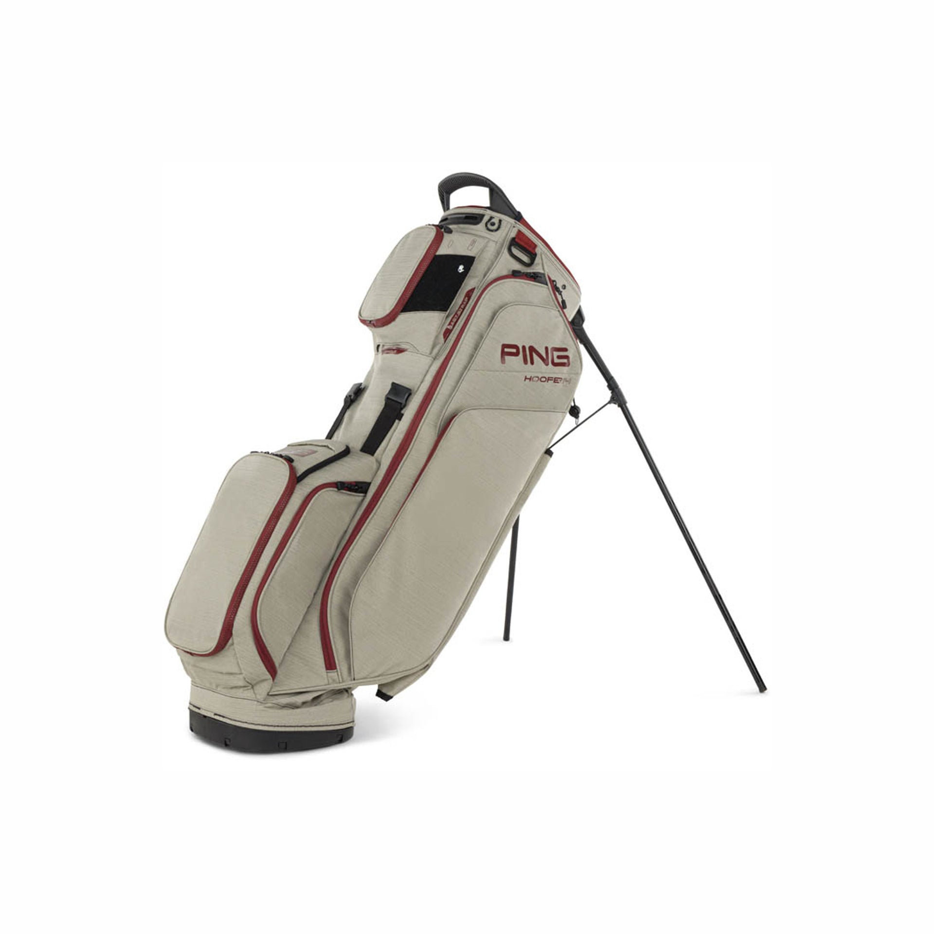 PING HOOFER 14 SAND/DEEP RED BAG