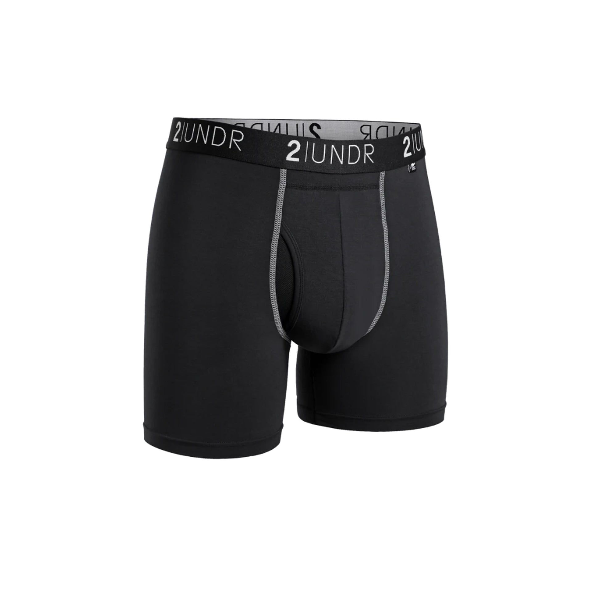 BLACK/GREY -MENS ELASTANE KNIT SWING SHIFT BOXER BRIEF