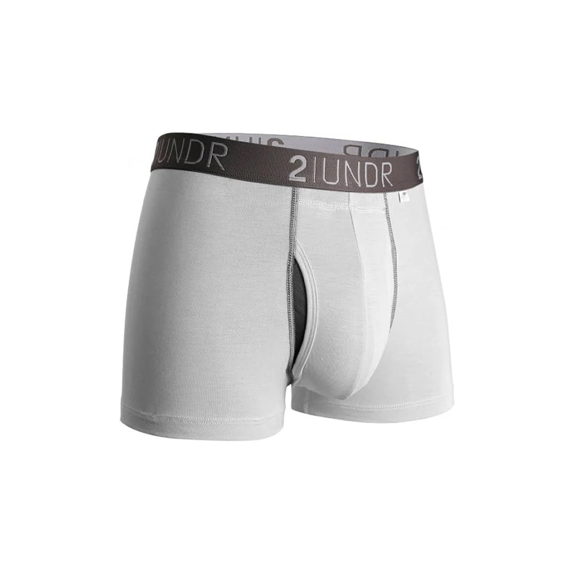 WHITE/GREY-MENS ELASTANE KNIT SWING SHIFT BOXER BRIEF