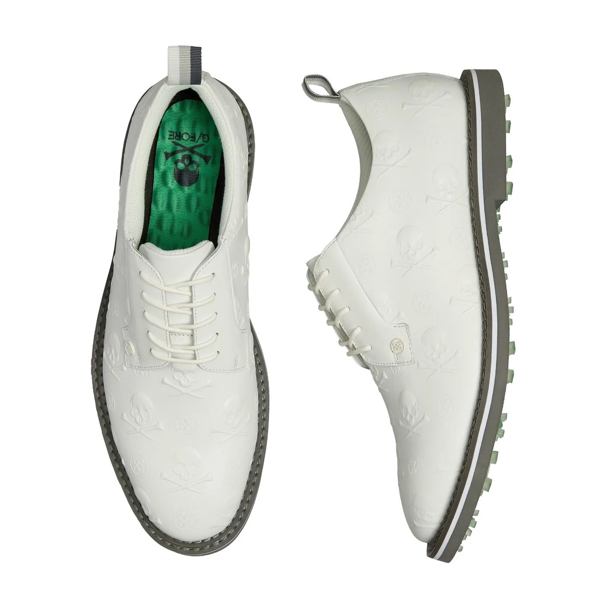 G/FORE CLASSIC EMBOSSED SKULL & TEES SMOOTH CALF GALLIVANTER SNOW/CHARCOAL / 10