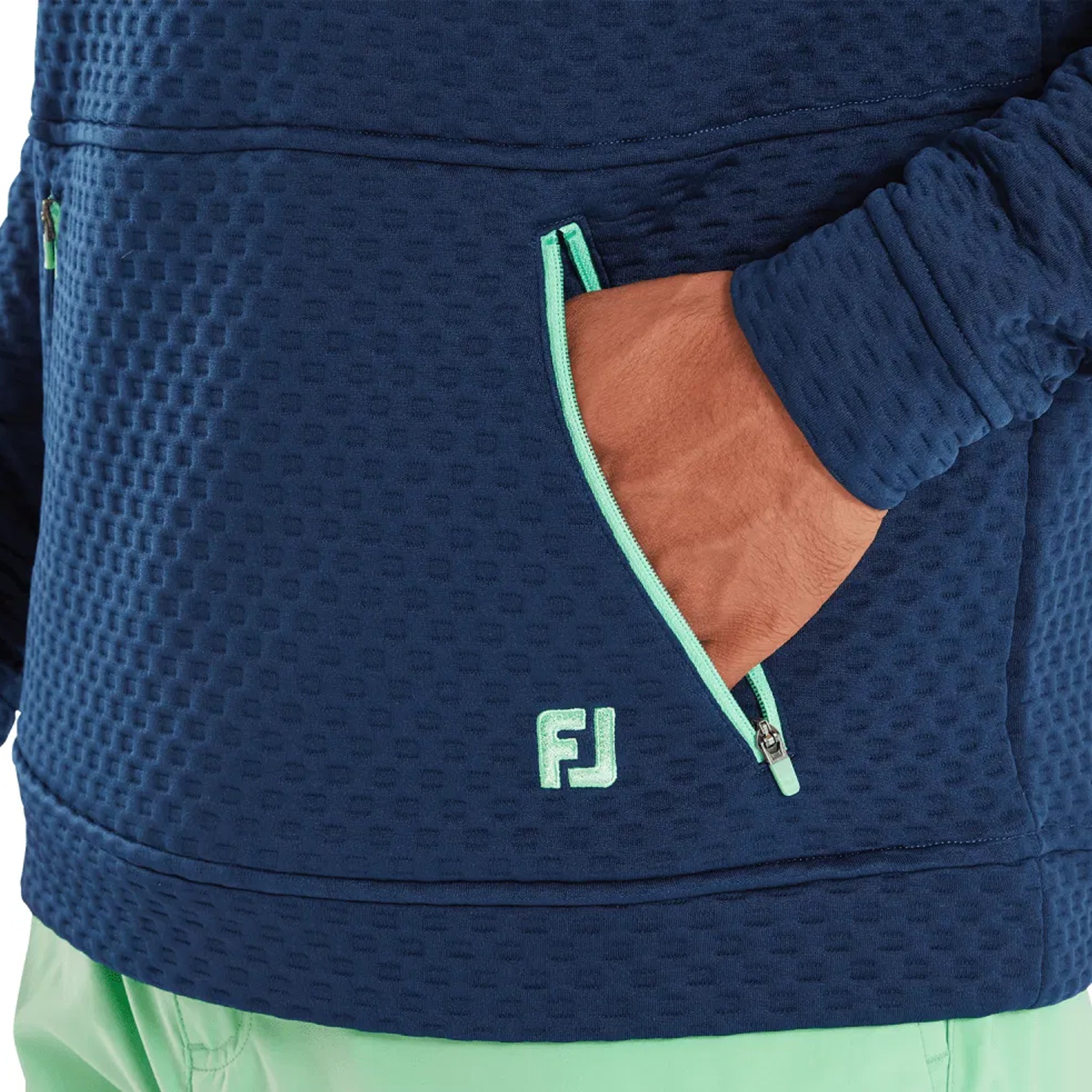 FJ TEXTURED KNIT HOODIE NAVY XXL