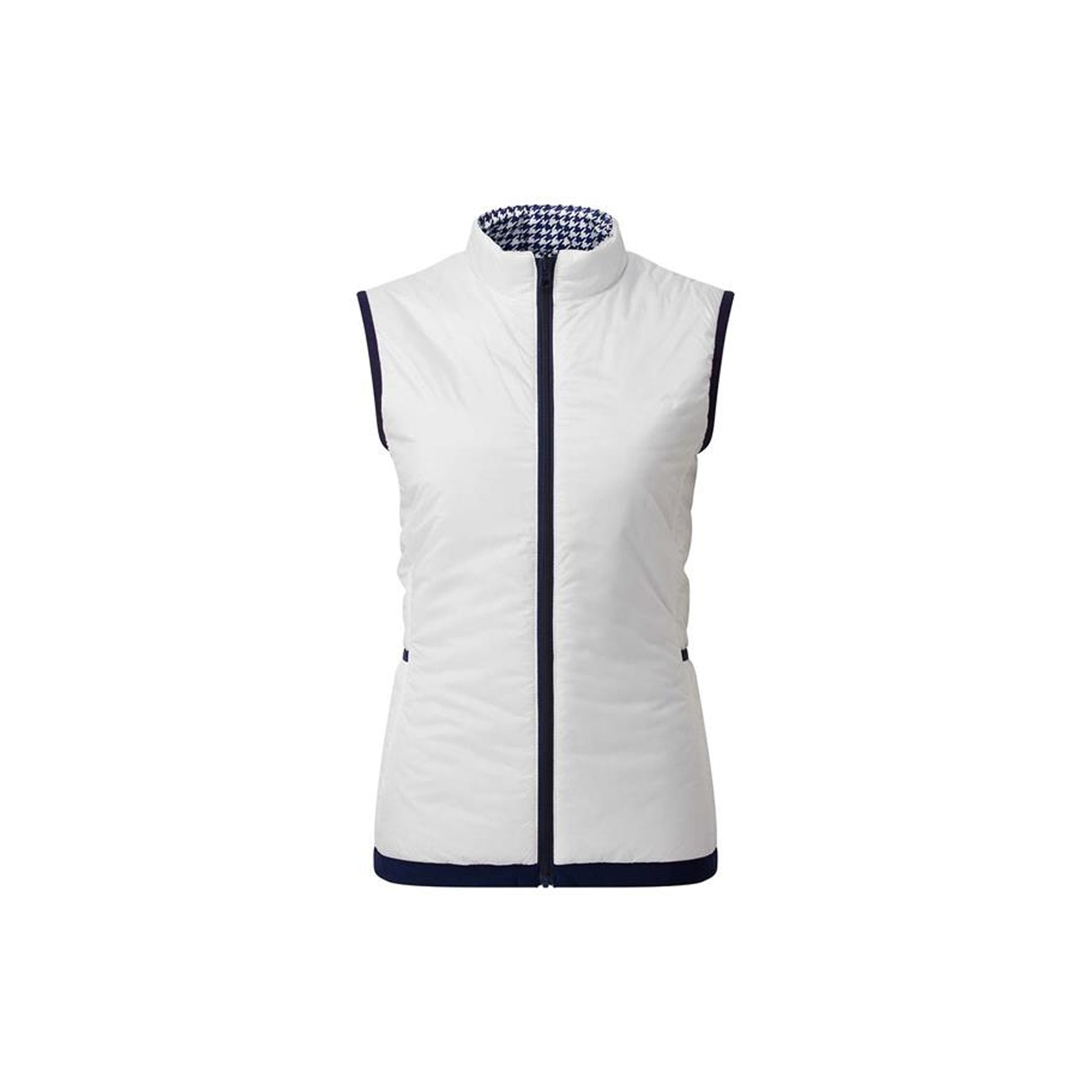 FJ REVERSIBLE INSULATED VEST WHITE N NAVY HNDSTOOTH L