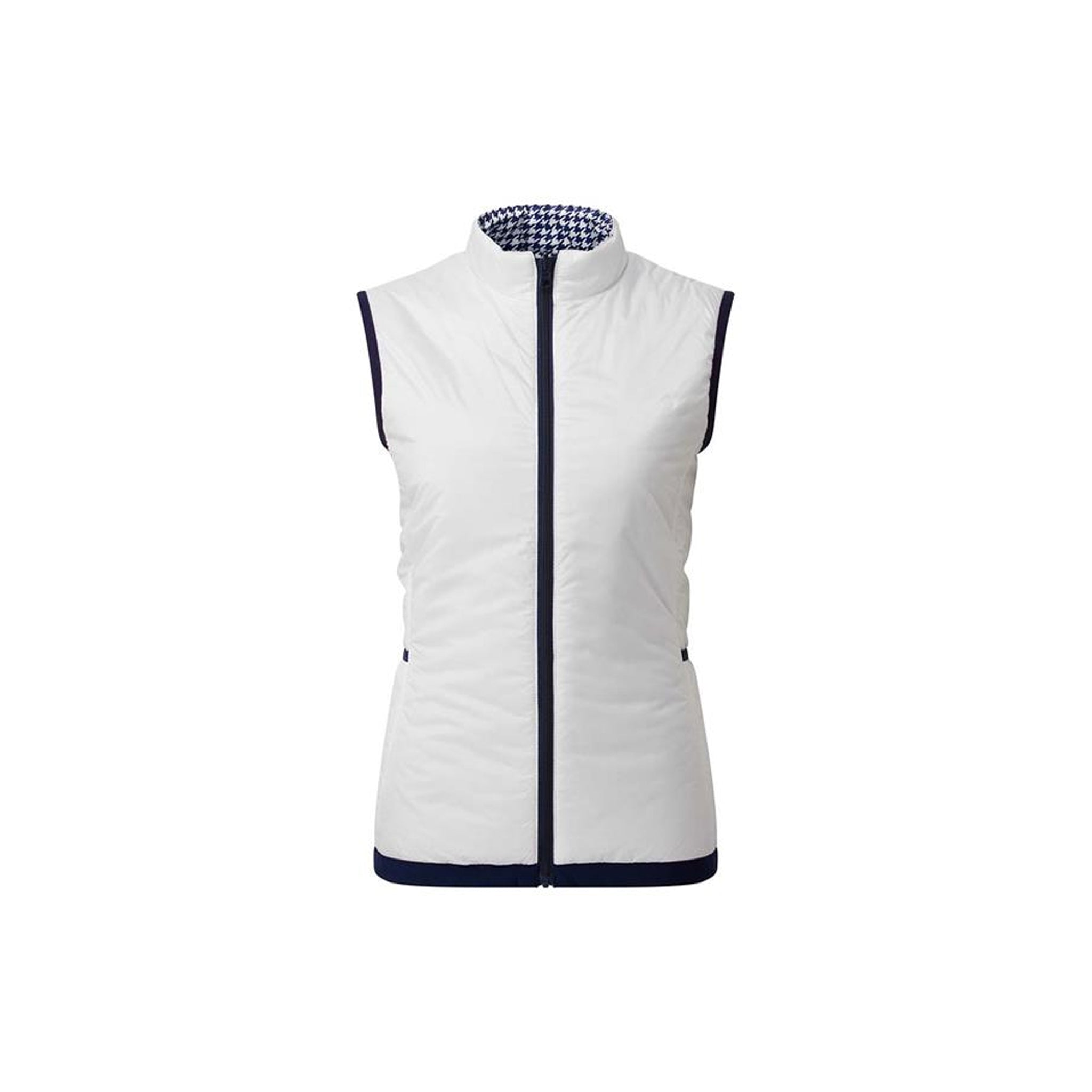 FJ REVERSIBLE INSULATED VEST WHITE N NAVY HNDSTOOTH L