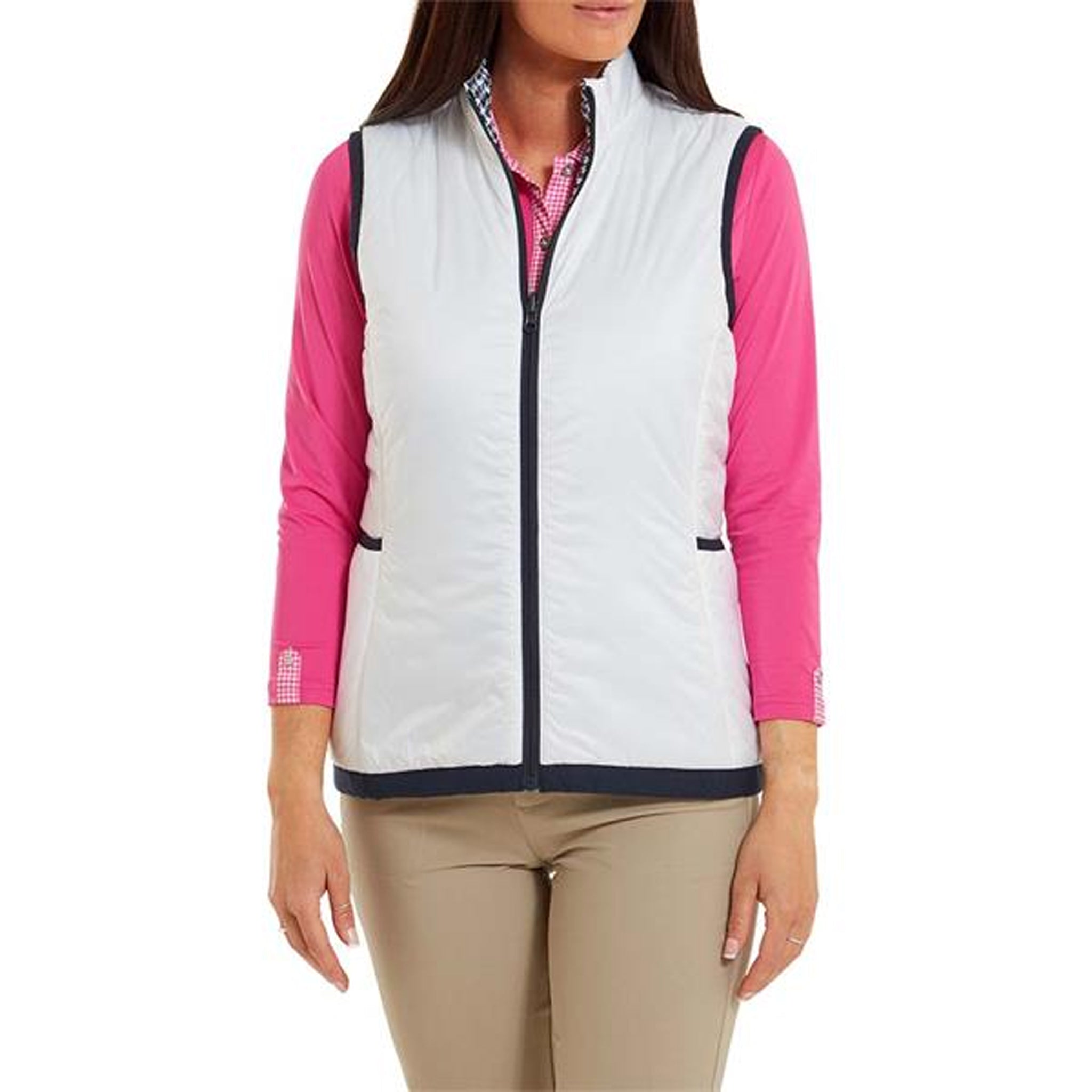 FJ REVERSIBLE INSULATED VEST WHITE N NAVY HNDSTOOTH S
