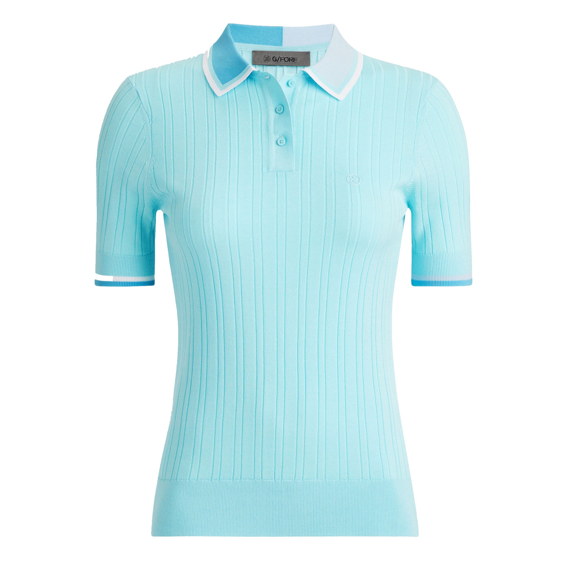 G4 COTTON BLEND RIBBED SHORT SLEEVE SWEATER POLO SNOW/ACID LIME / L