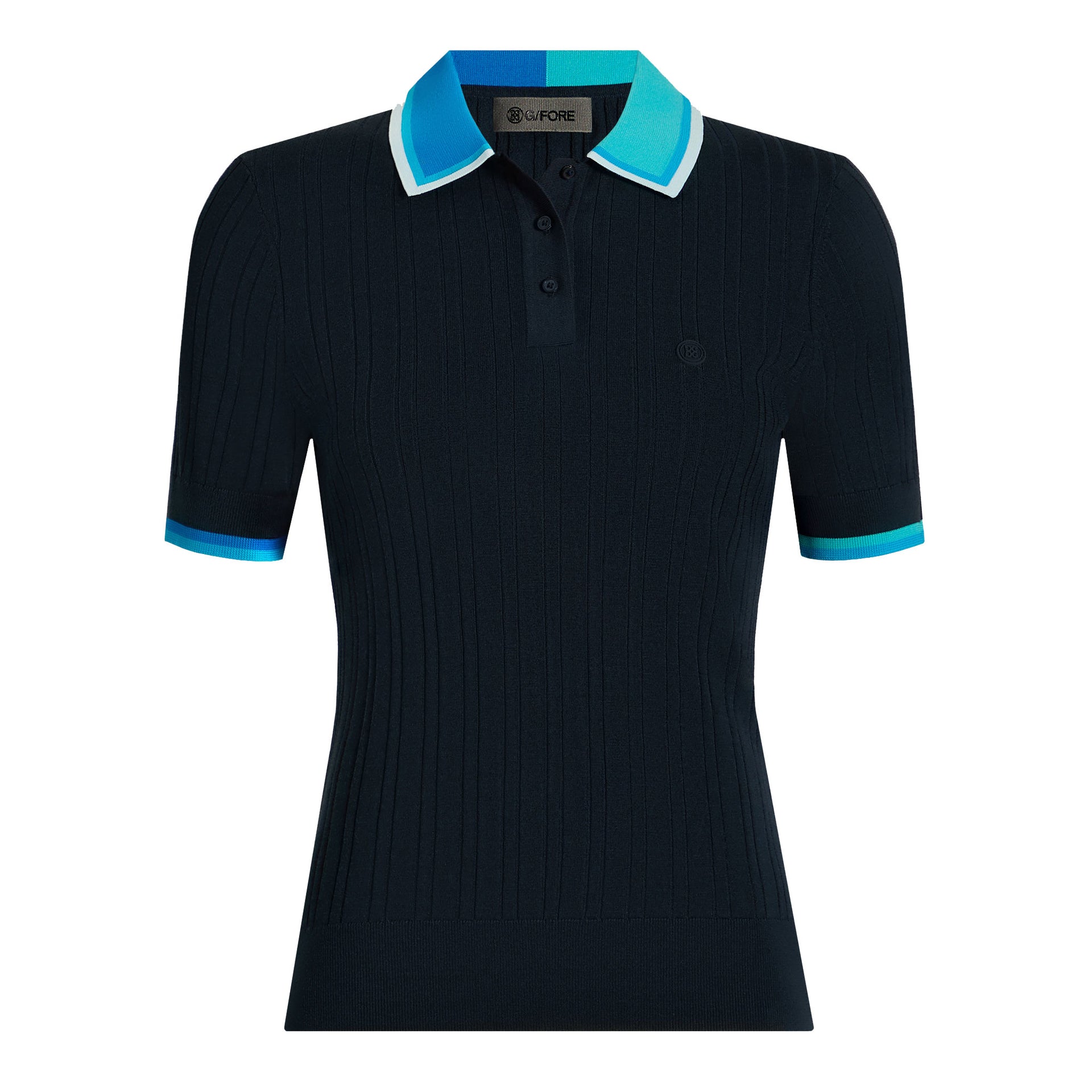 G4 COTTON BLEND RIBBED SHORT SLEEVE SWEATER POLO TWILIGHT/LISBON / L
