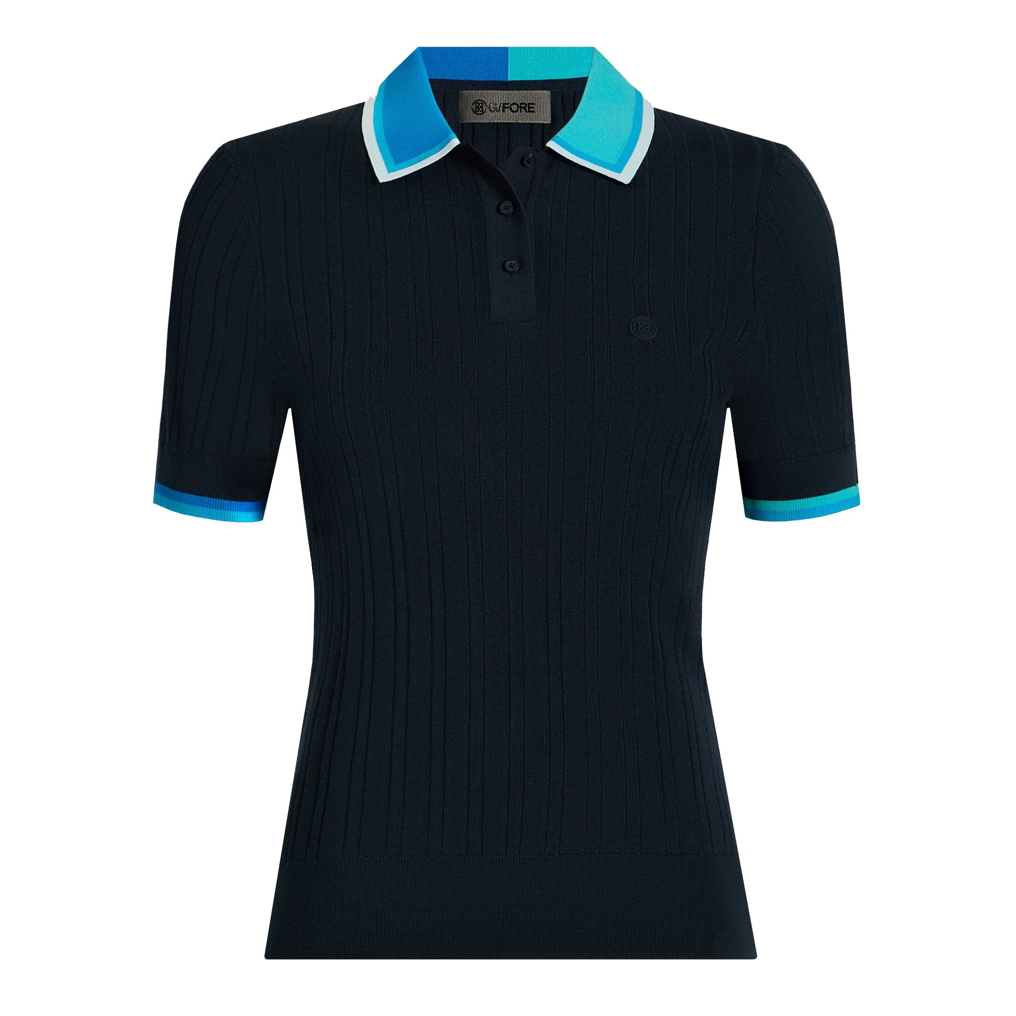 G4 COTTON BLEND RIBBED SHORT SLEEVE SWEATER POLO TWILIGHT/LISBON / L