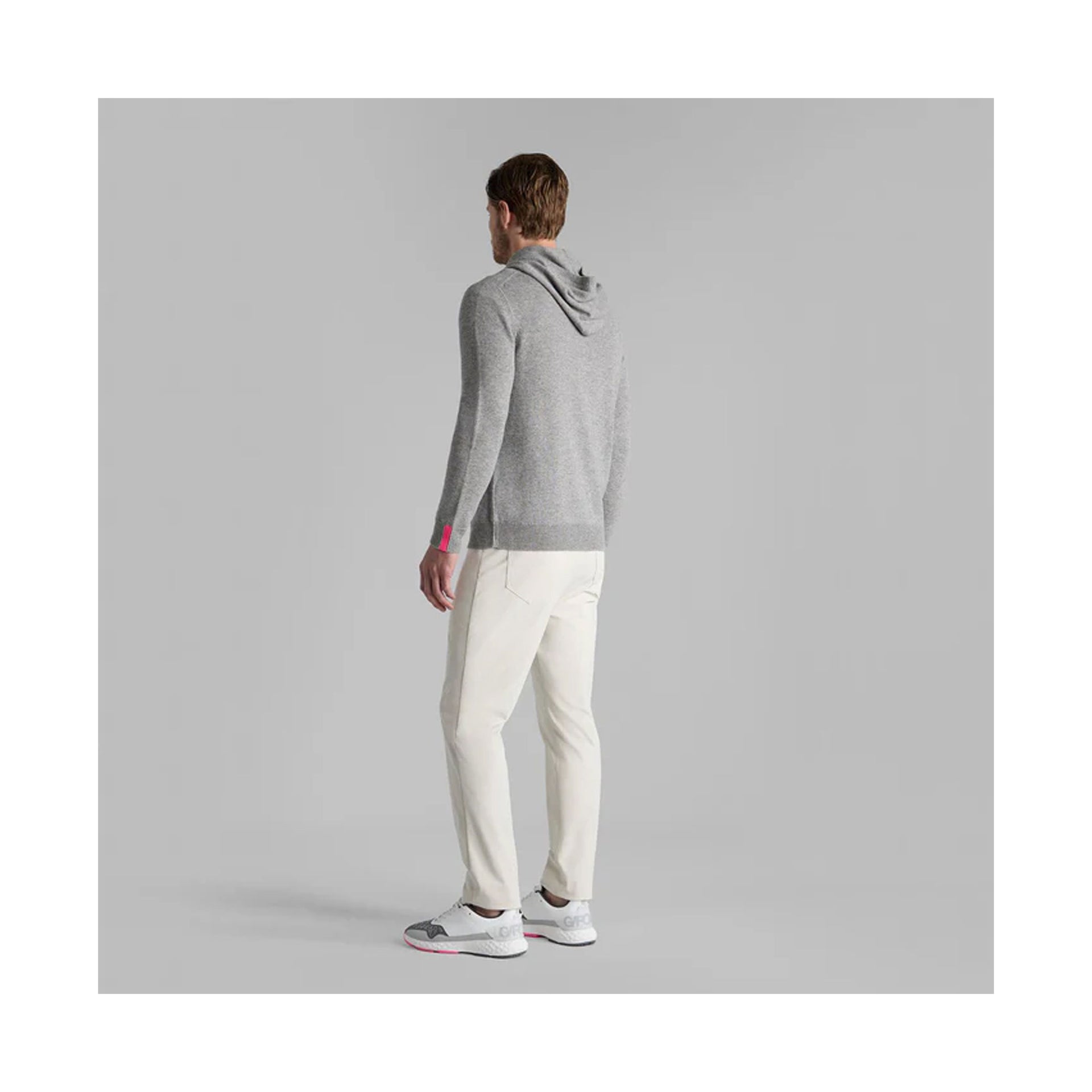 G4 WASHABLE CASHMERE HOODED SWEATER NIMBUS MELANGE GREY / L