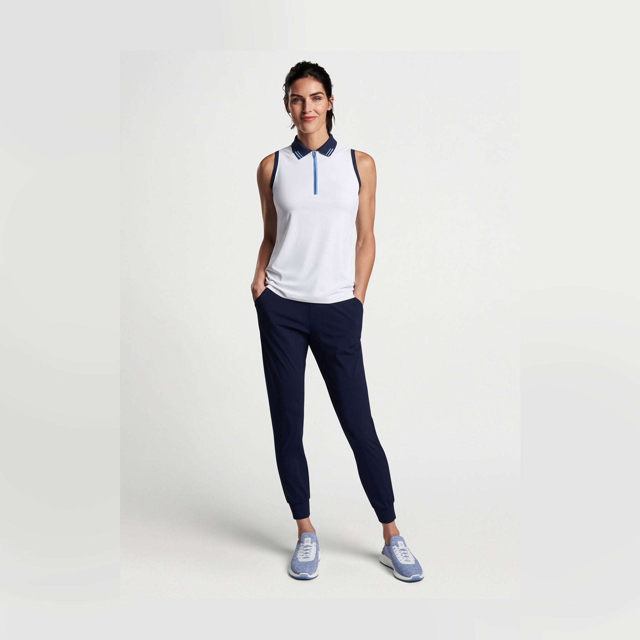 PM CHRISSIE SLEEVELESS POLO MOONSTONE-WHITE / L