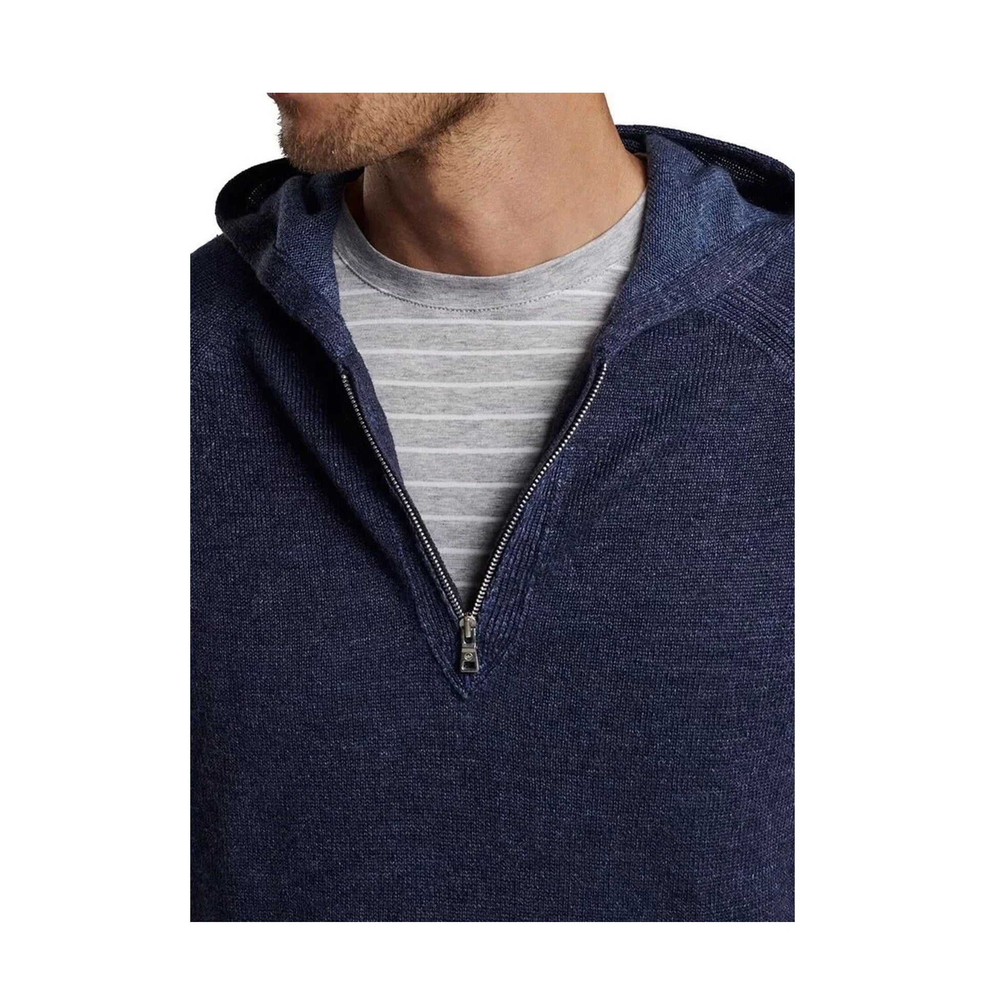 PM MENS HOLDEN QUARTER ZIP HOODIE SWEATER NAVY / L