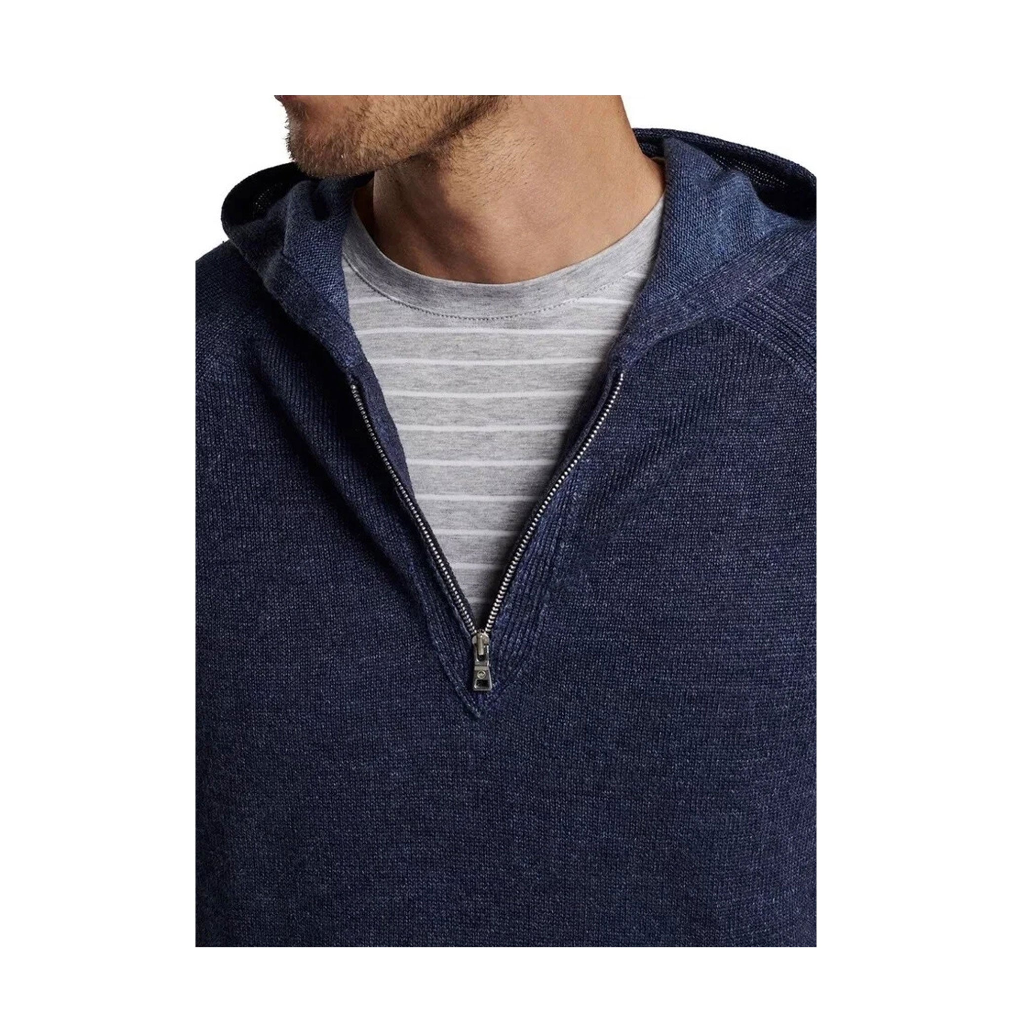 PM MENS HOLDEN QUARTER ZIP HOODIE SWEATER NAVY / L