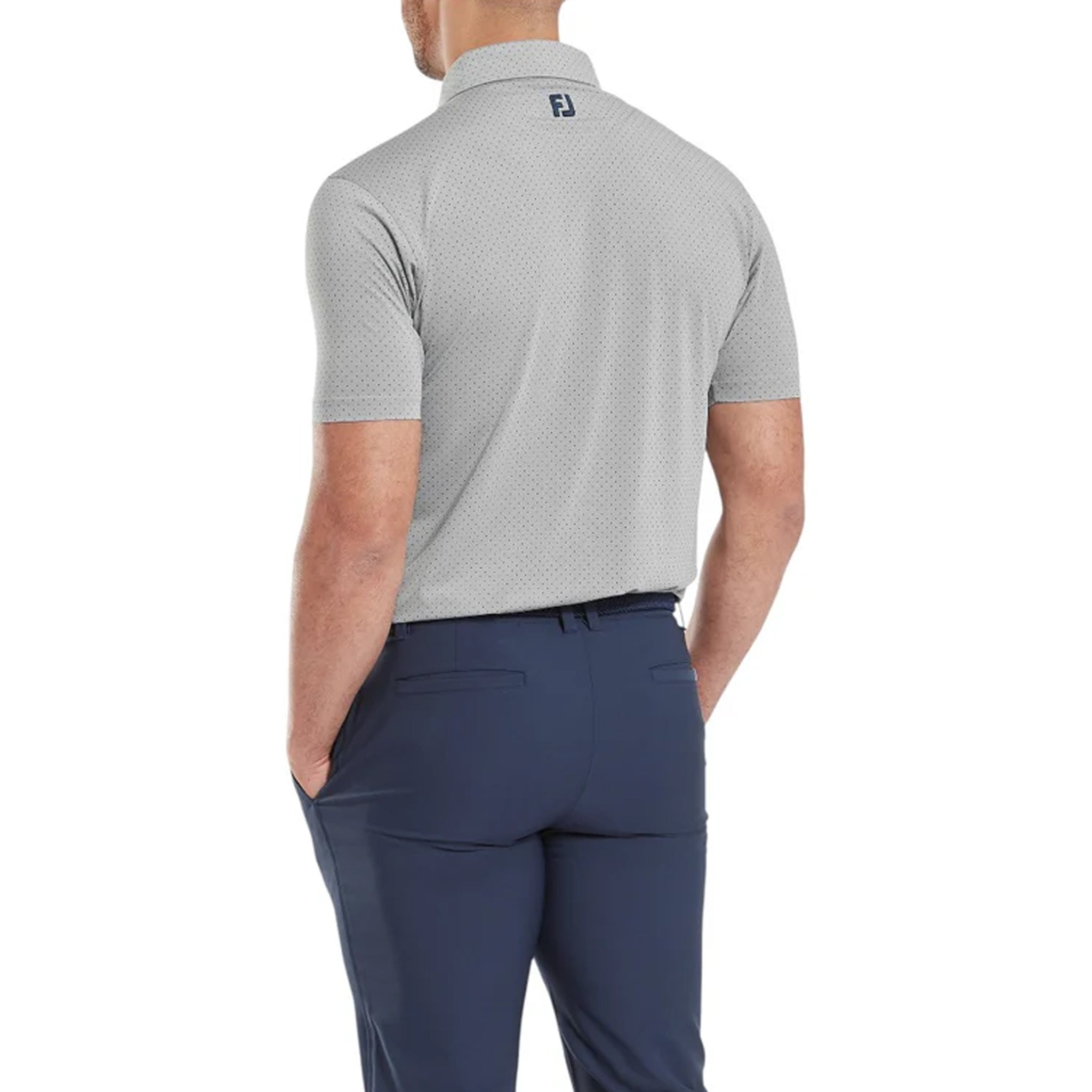 FJ STRETCH LISLE DOT PRINTED GREY/NAVY L
