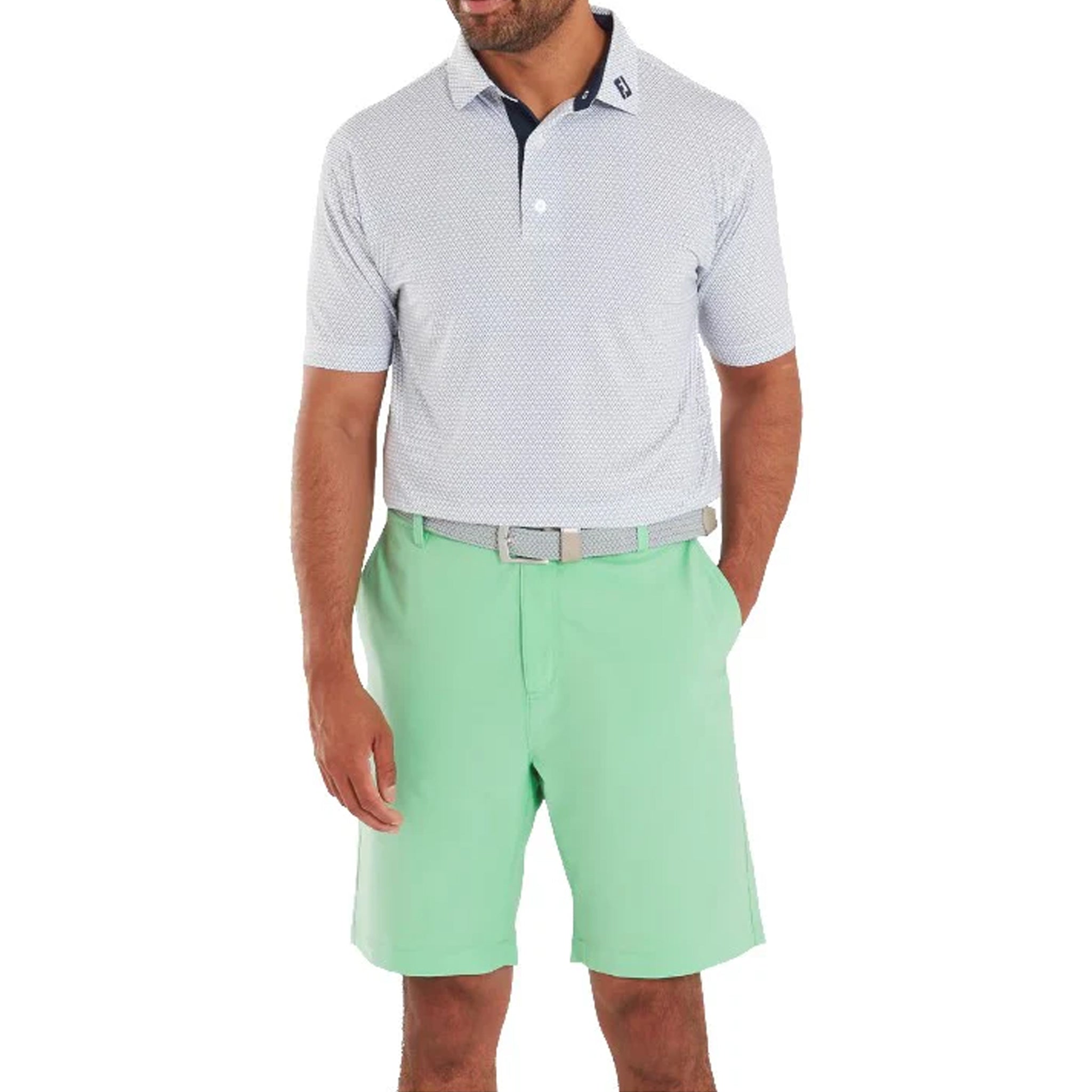 FJ DECO DIAMOND PRINT LISLE WHT/NVY L