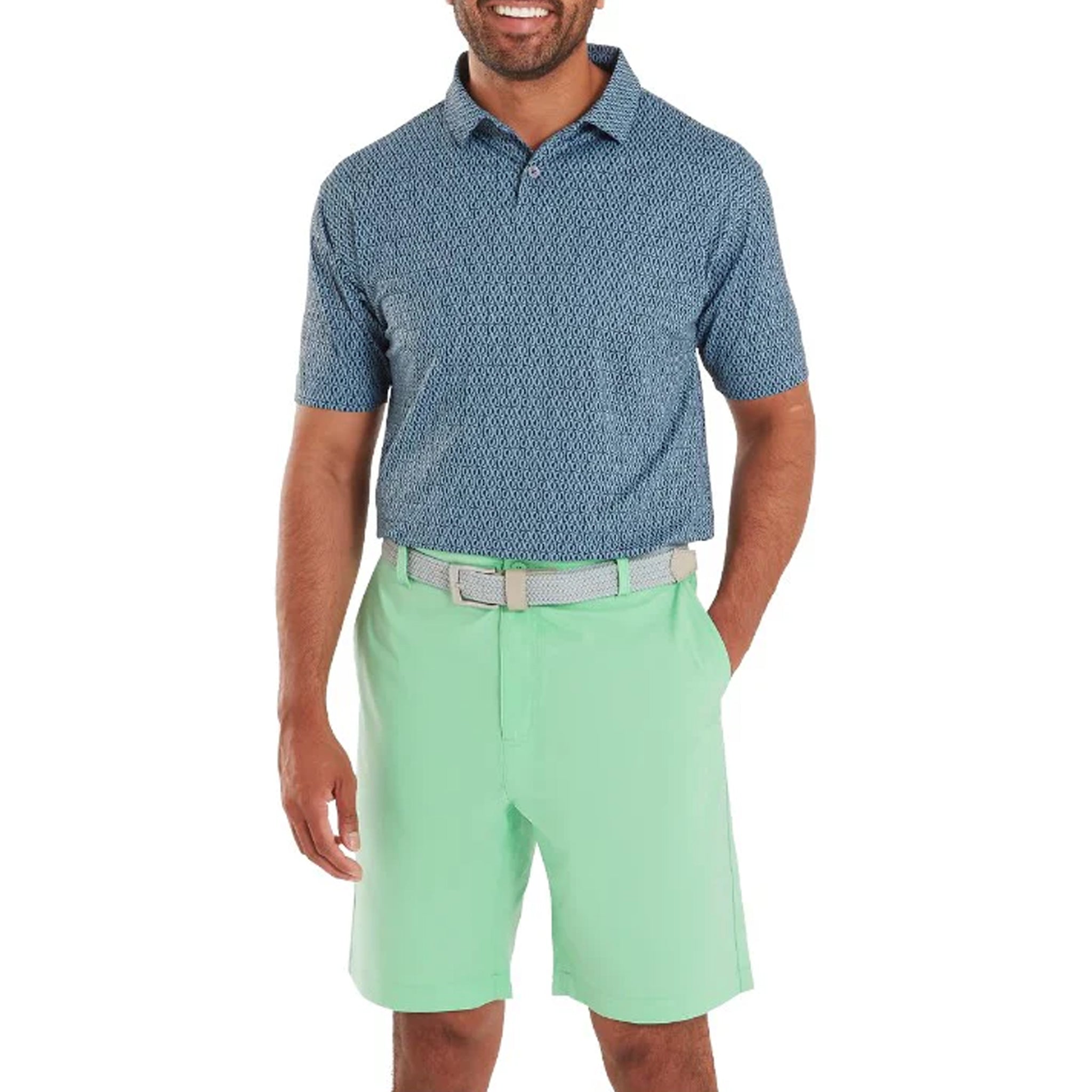 FJ MODERNIST GEO PIQUE STEEL BLUE/NVY L