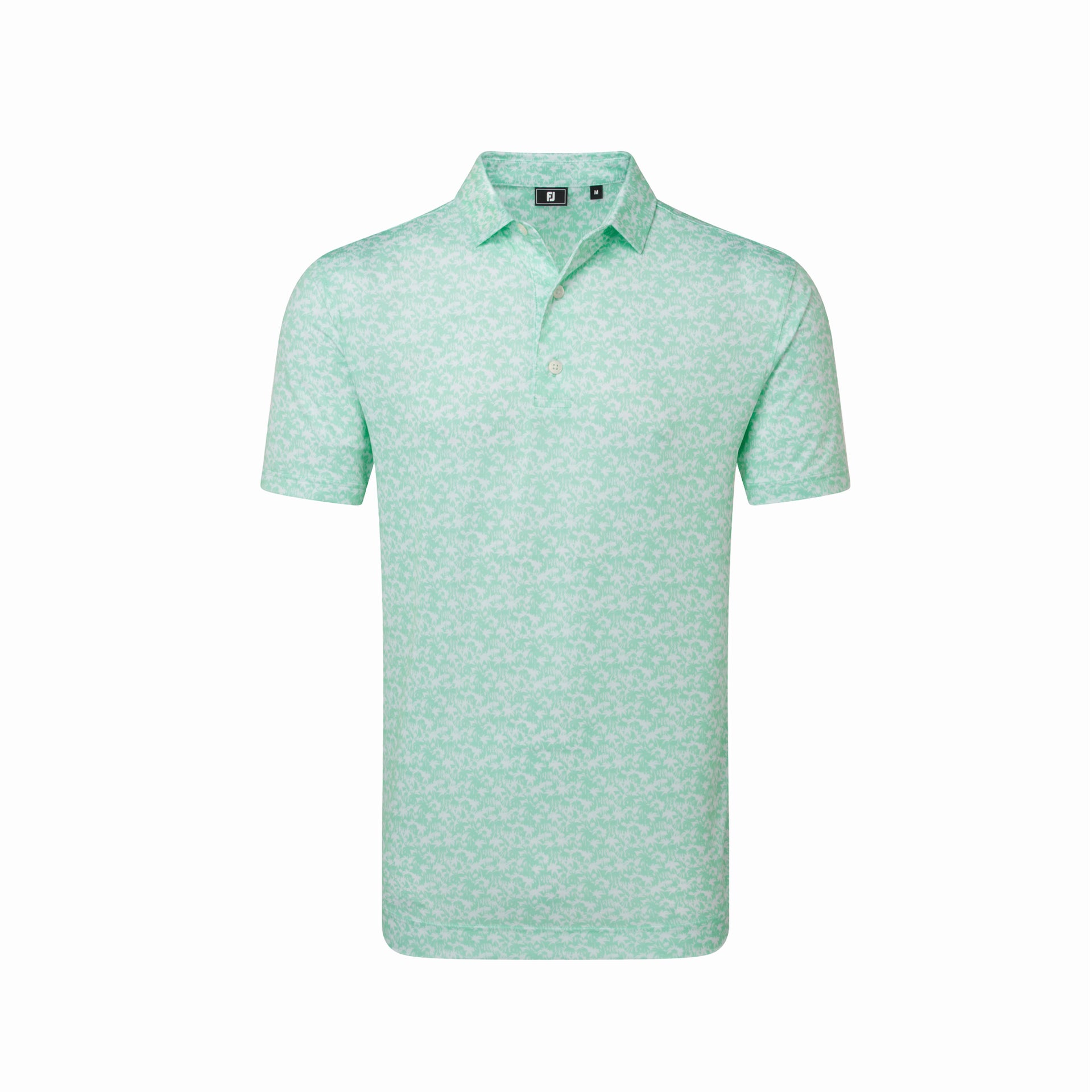 FJ HIDDEN PALM PRINT LISLE SEA GLASS / WHITE