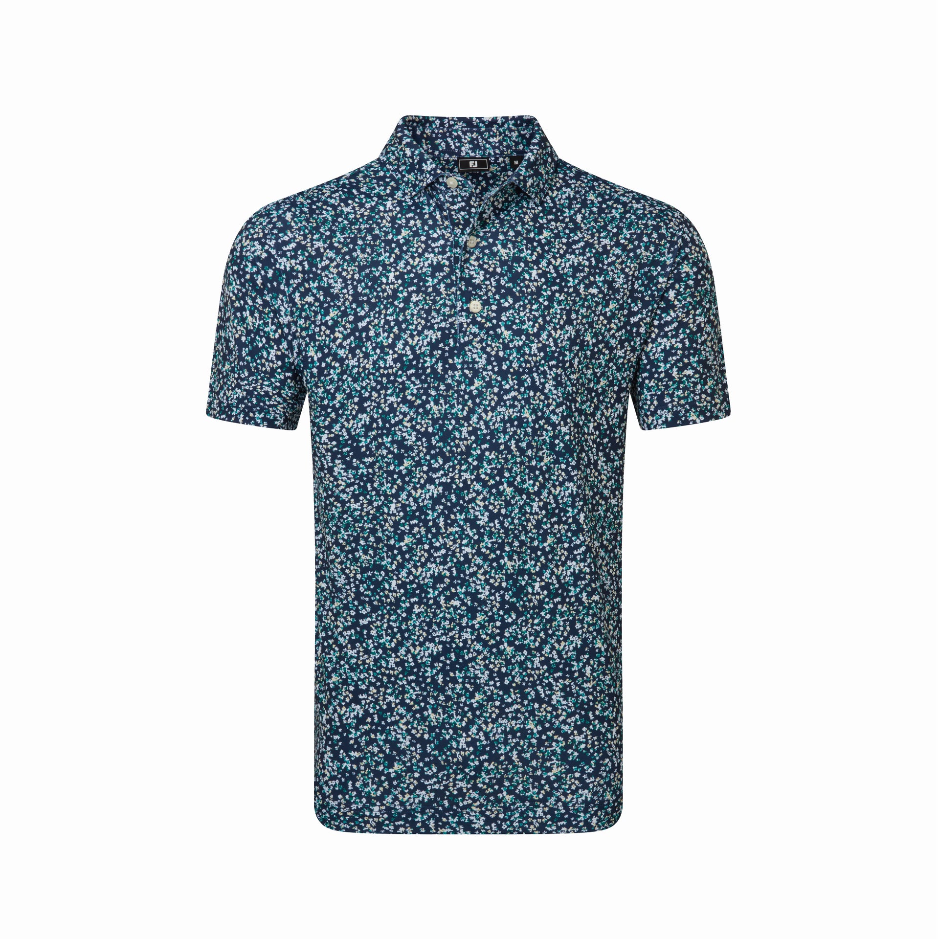 WATERCOLOUR FLORAL PRINT PIQUE NAVY / SUNSHINE / FIELD GREEN