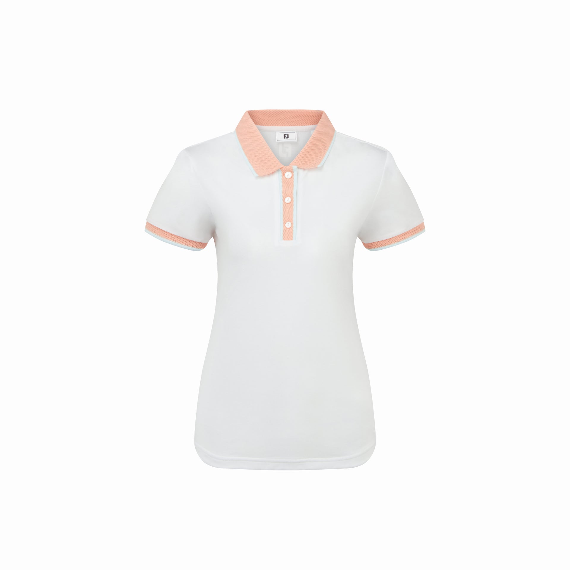 FJ CAP SLEEVE POLO WHITE / DESERT PEACH