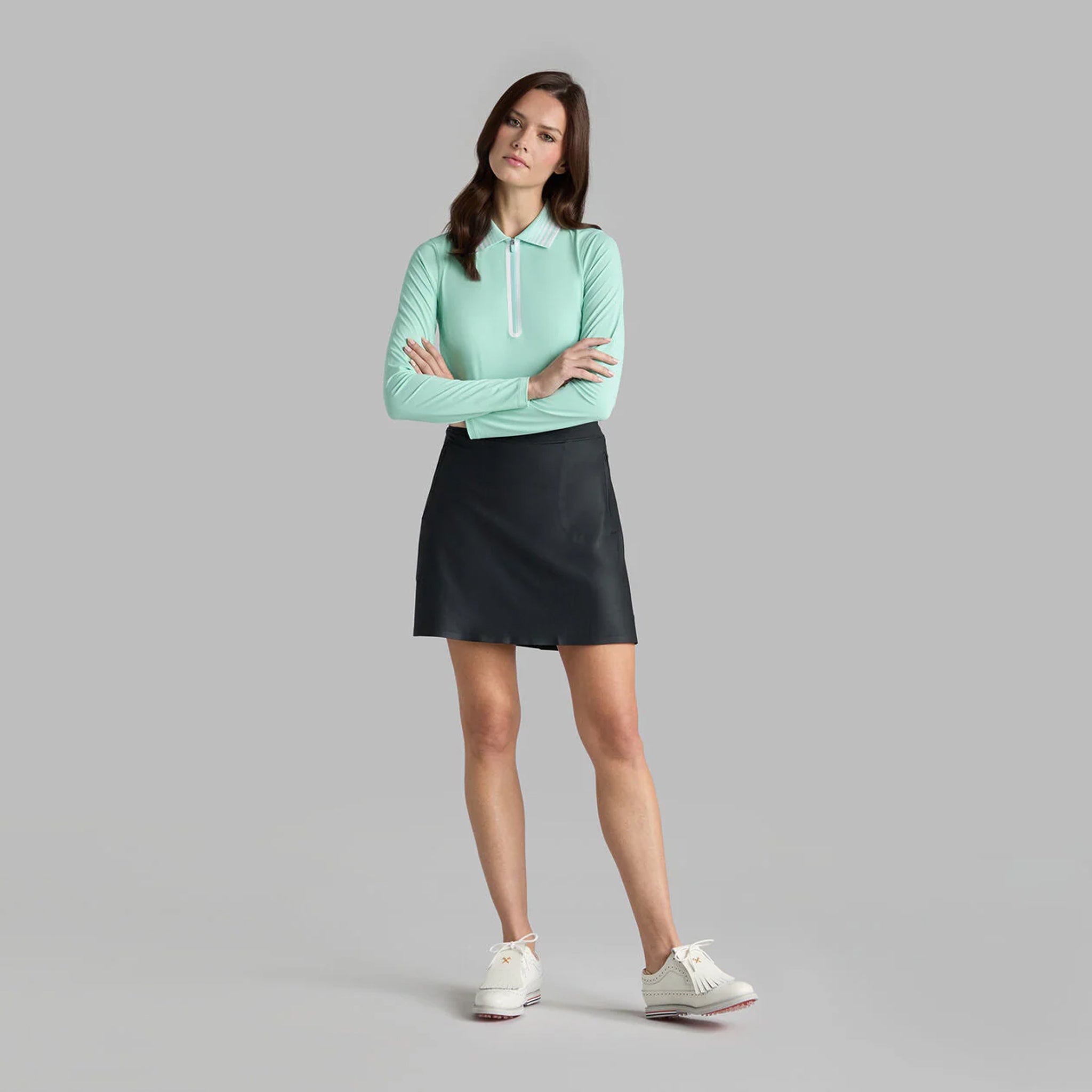 G4 SILKY TECH NYLON QUARTER ZIP POLO MENTHOL / XS