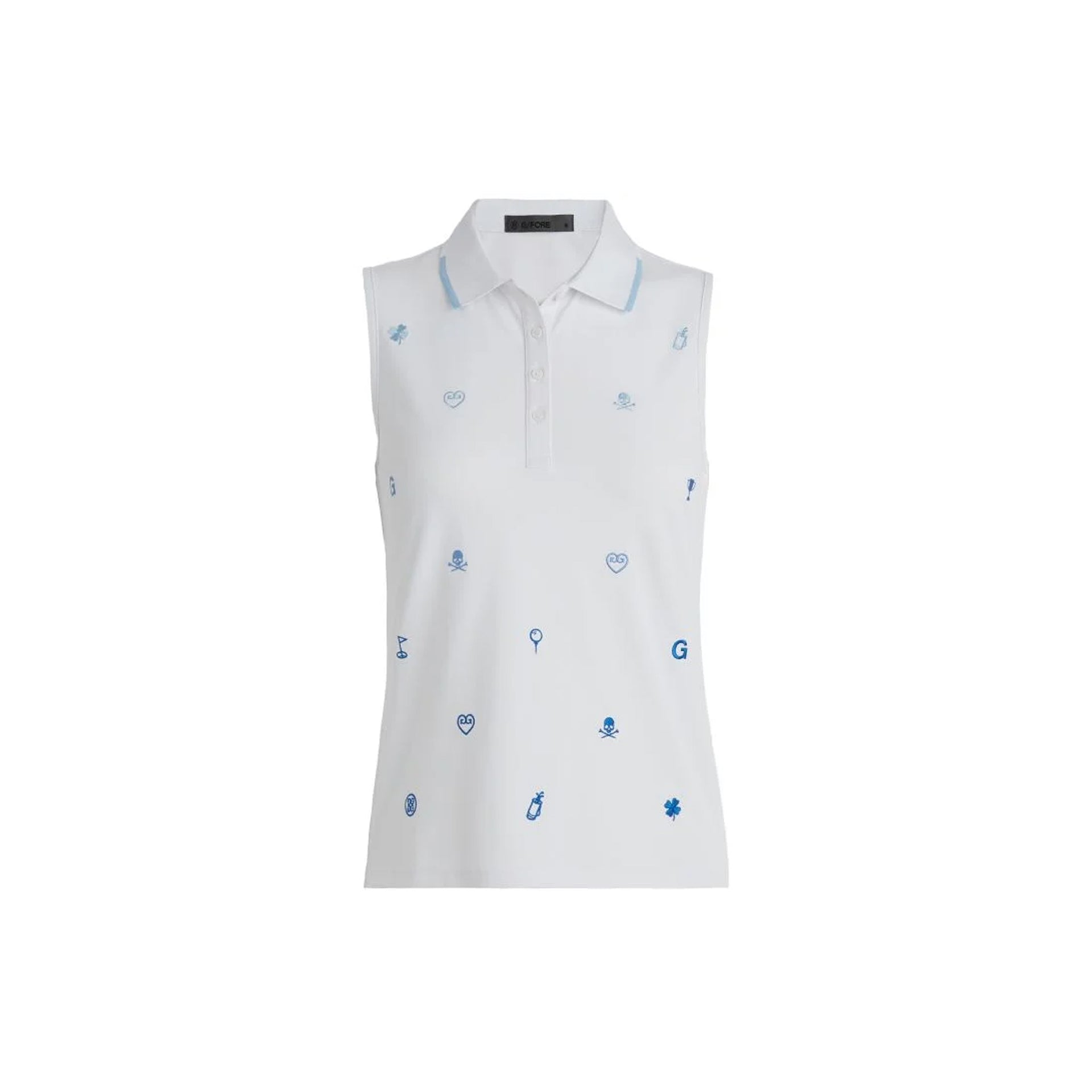 G4 EMBROIDERED RIB COLLAR PIQUE SLEEVELESS SNOW / XS