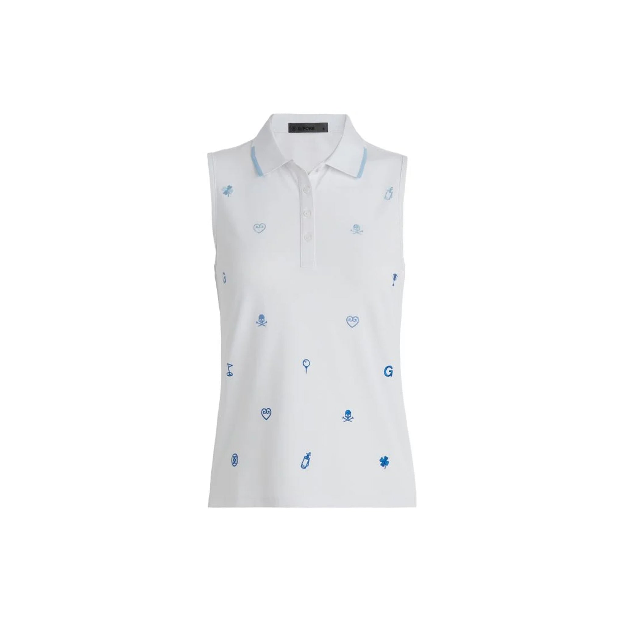 G4 EMBROIDERED RIB COLLAR PIQUE SLEEVELESS SNOW / XS