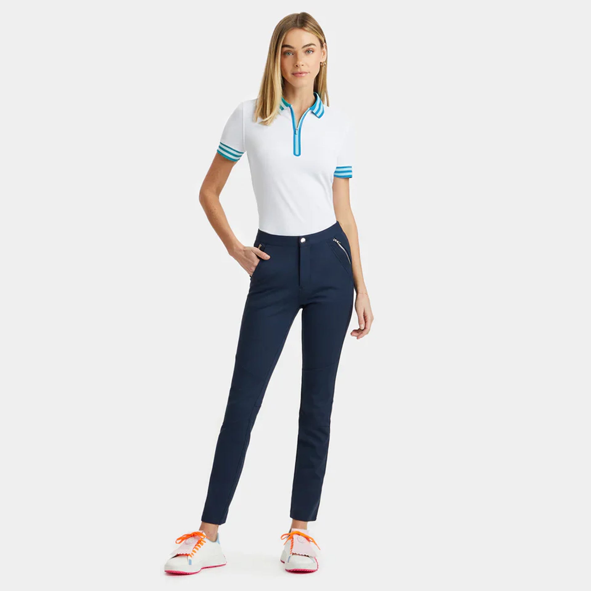 G4 EMBROIDERED LOGO RIB COLLAR QRT ZIP TECH PIQUE SNOW / XS
