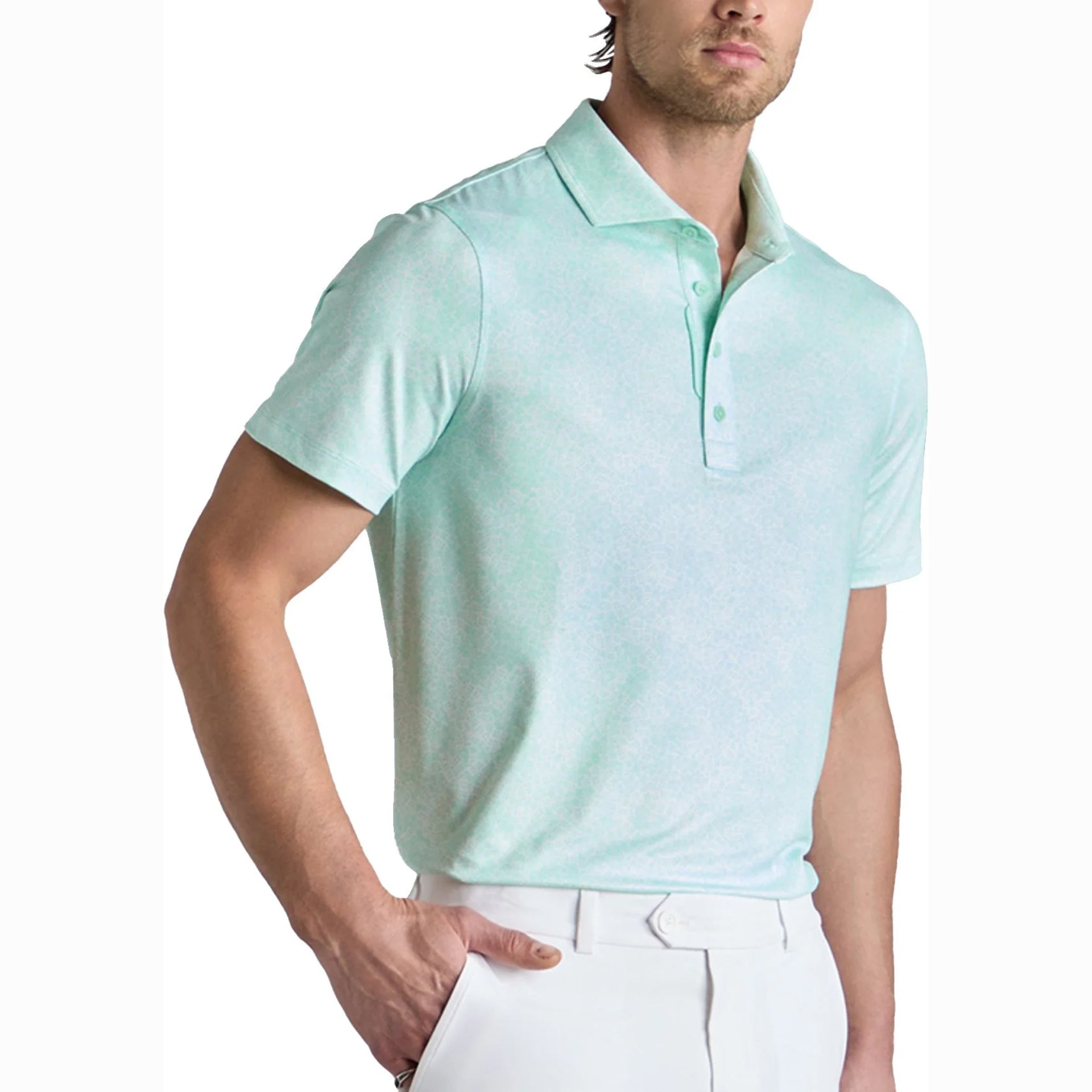 G4 SCALLOP WARP KNIT POLO BLUSH / S