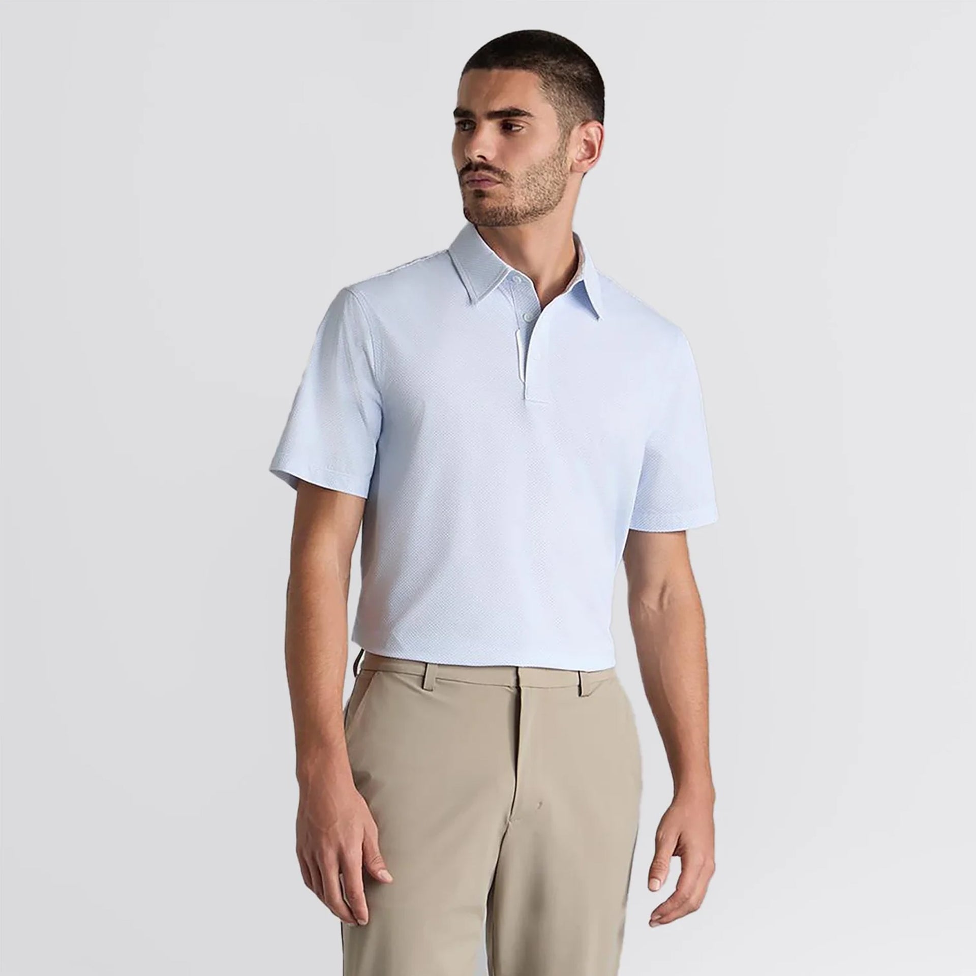 G4 SCALLOP WARP KNIT POLO BLUSH / S