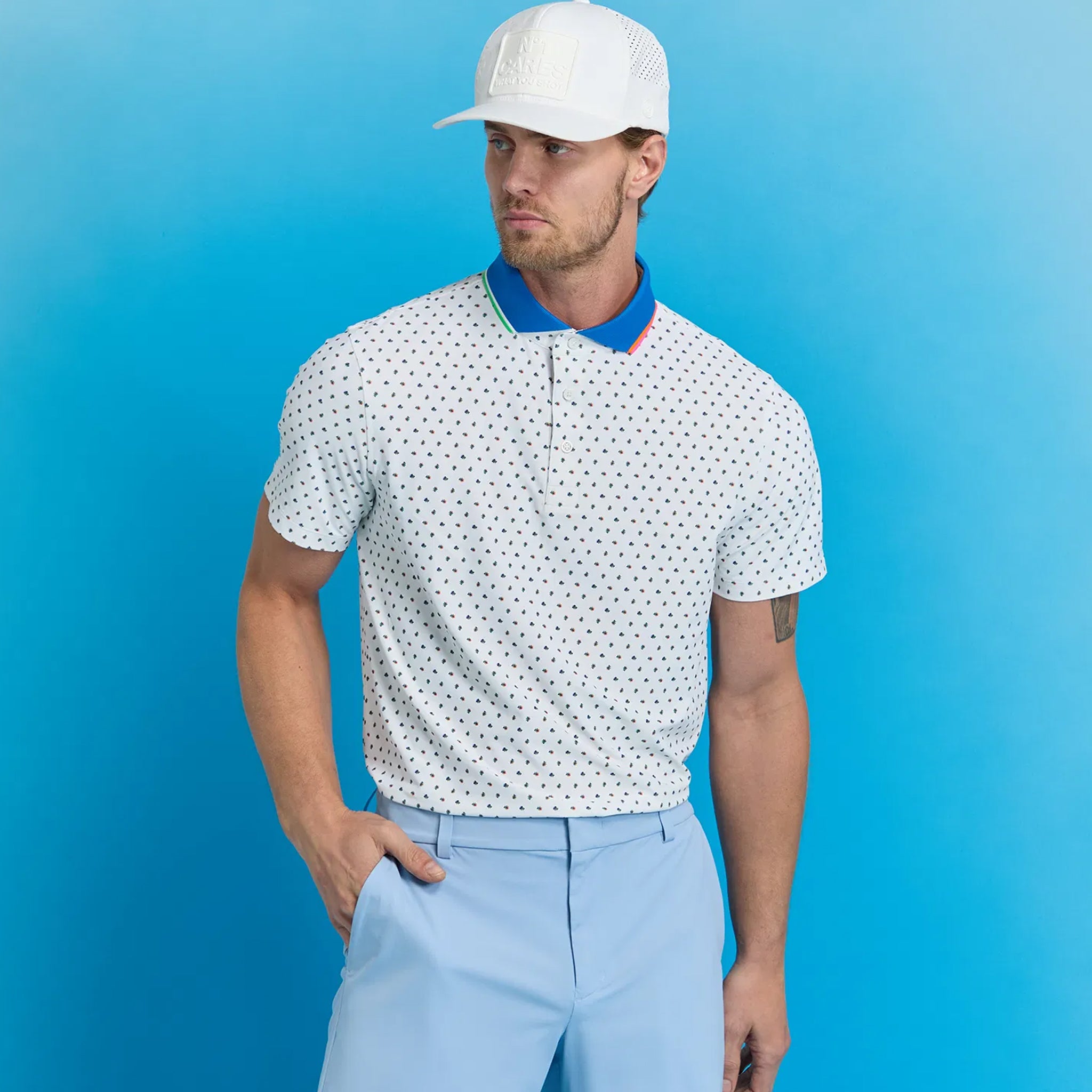 G4 DITSY FLORAL TECH PIQUE POLO SNOW / S