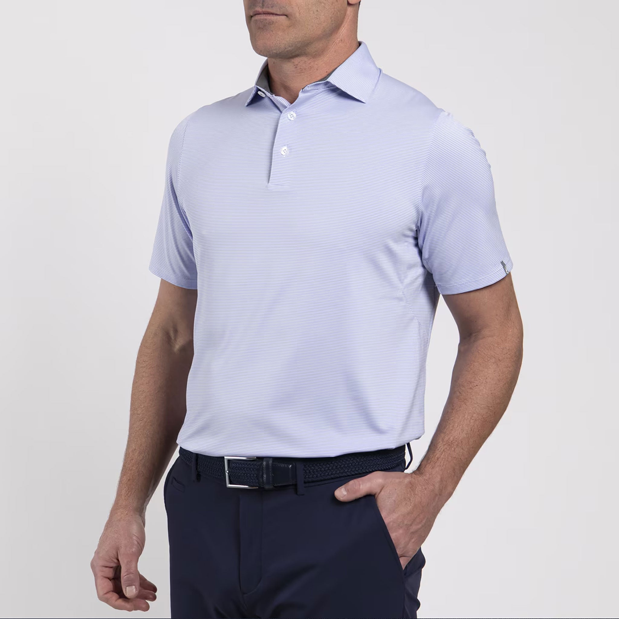 KJUS MEN SOREN POLO S/S POWDER BLUE/WHITE / 48