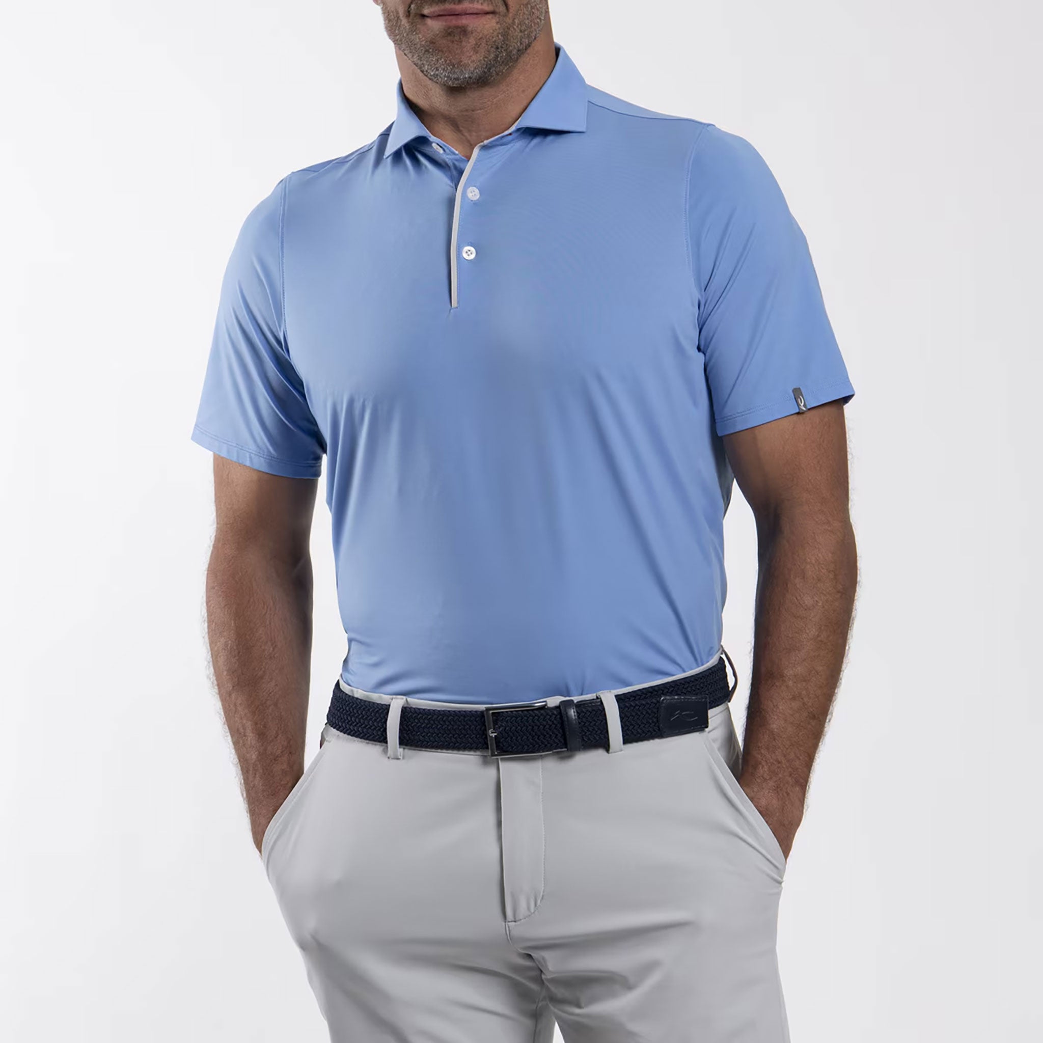 KJUS MENS ANDREWS COOLING POLO S/S CERULEAN/ALLOY / 48