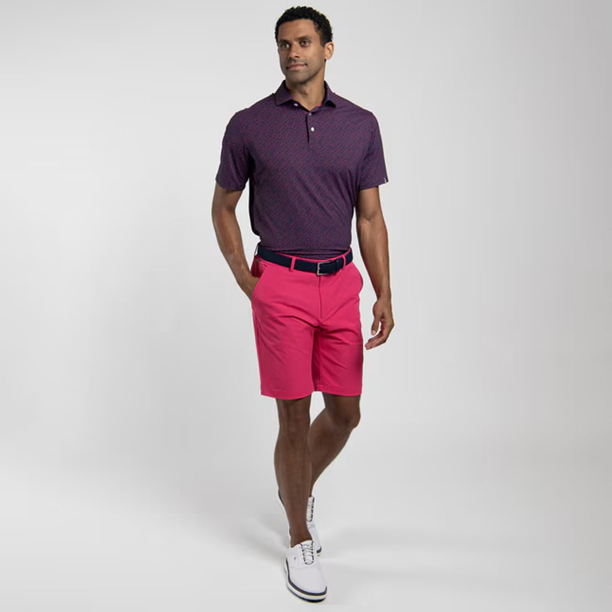 KJUS GOLFER POLO RHUBARB/ATLANTA BLUE