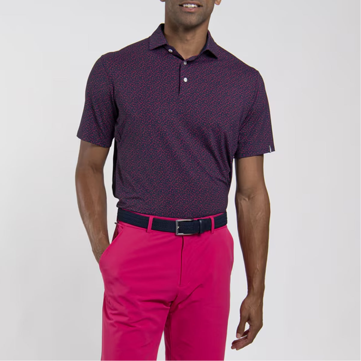KJUS GOLFER POLO RHUBARB/ATLANTA BLUE