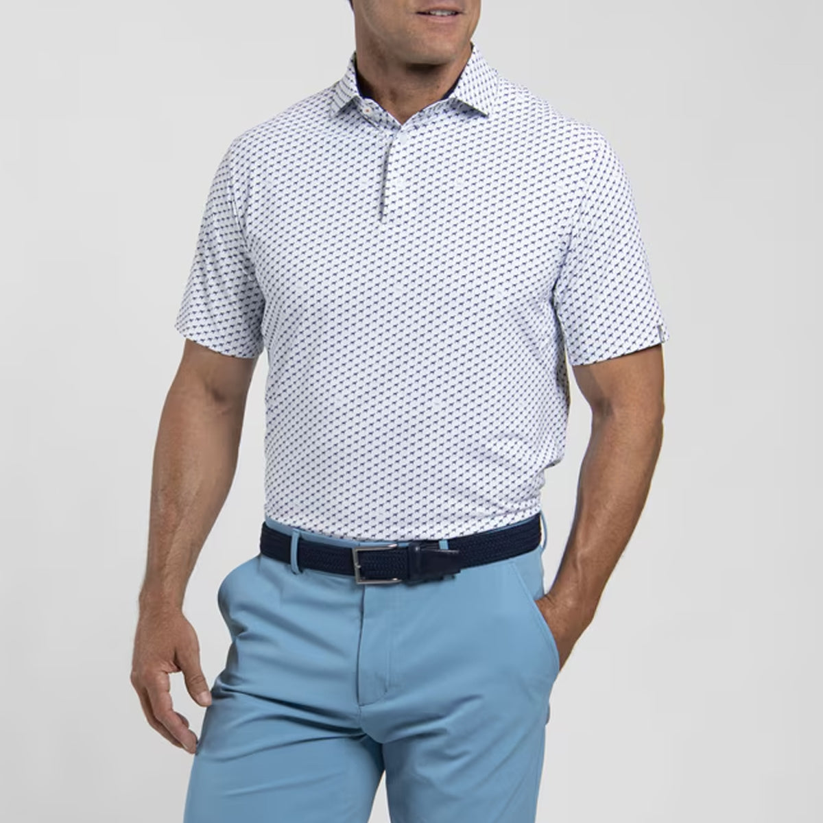 KJUS MEN GOLFER POLO WHITE/ATLANTA BLUE