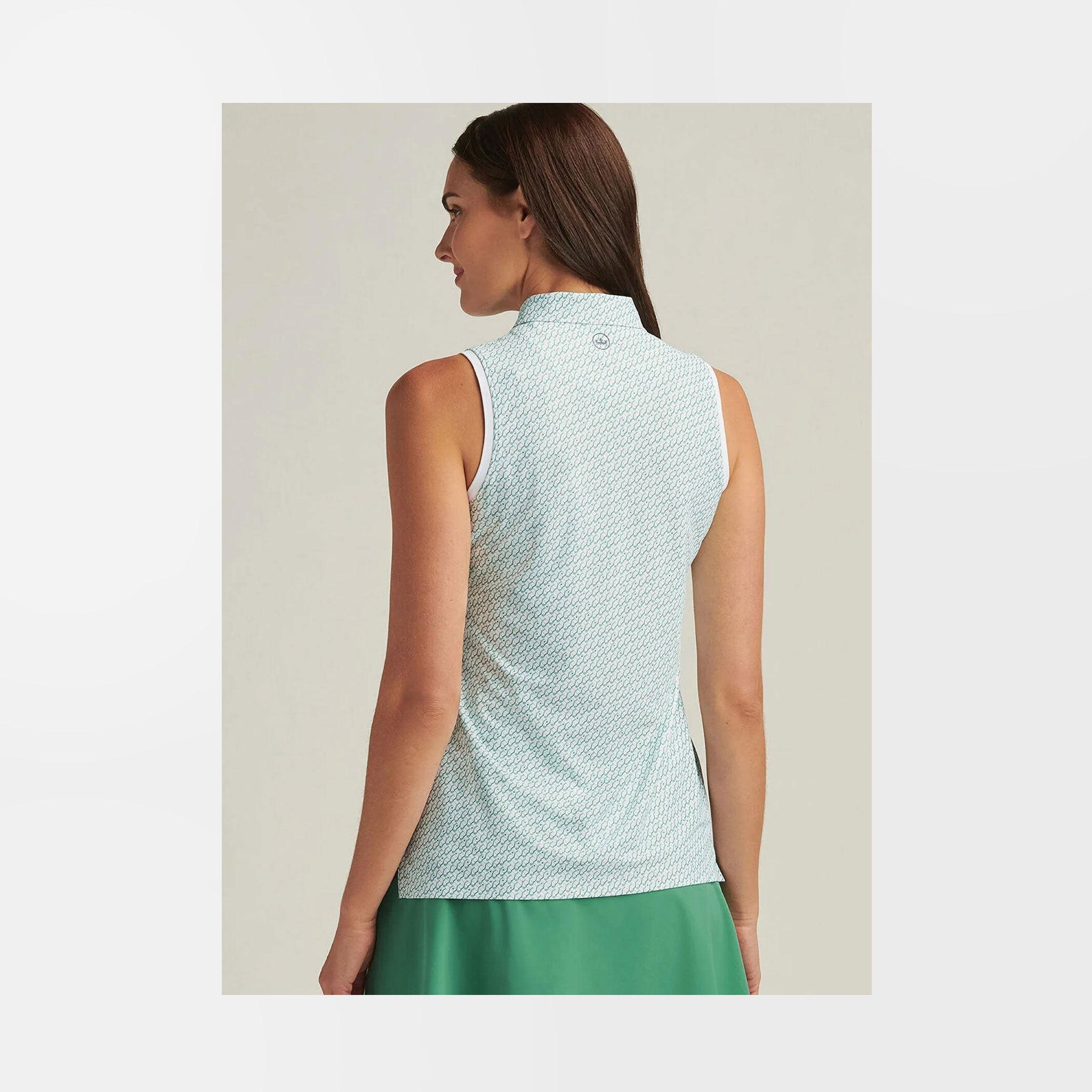 PM HOUSE OF CLUBS BANDED SPORT MESH SLEEVELESS BUTTON POLO WHITE / L