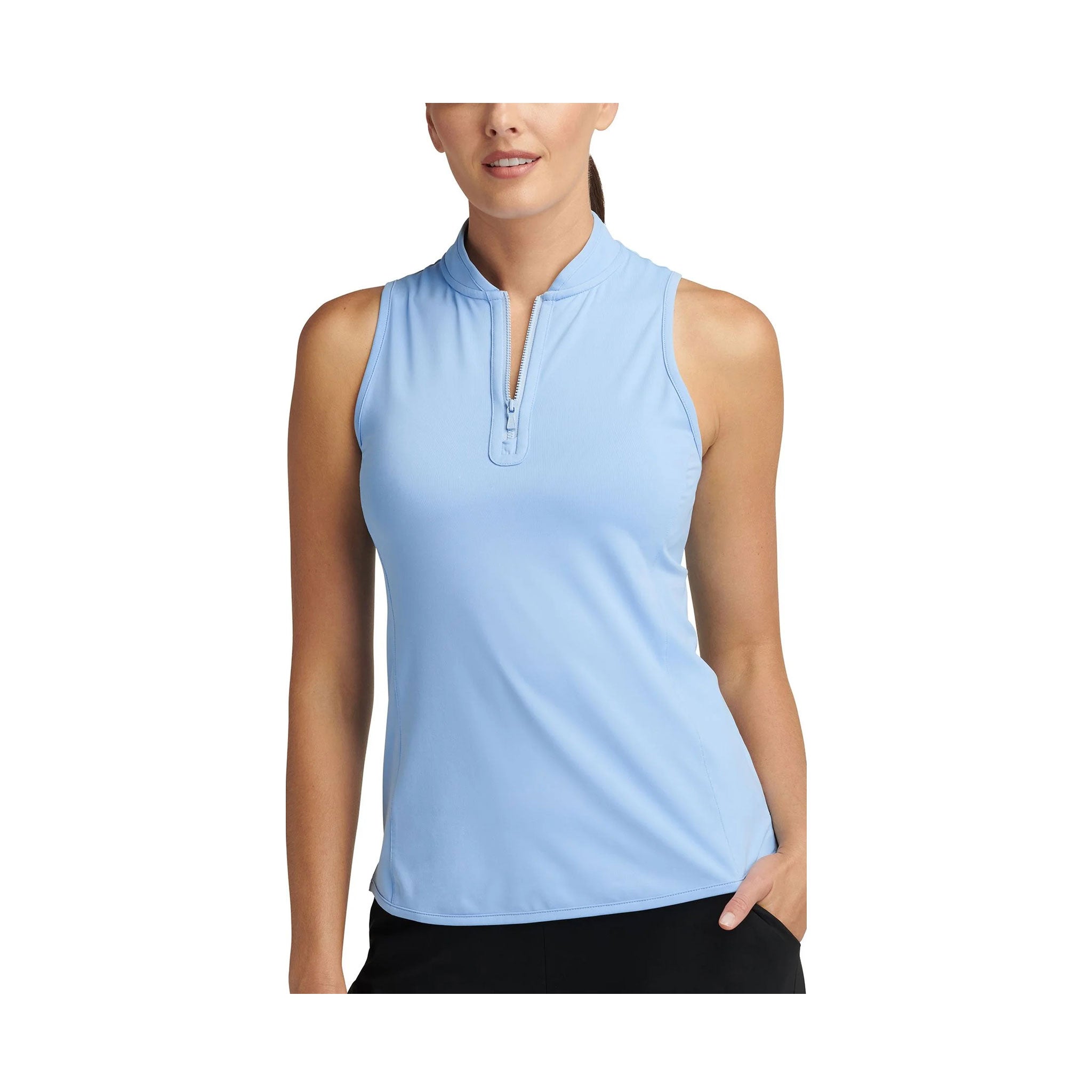 PM SHIRLEY SLEEVELESS ZIP POLO CAPE BLUE / L