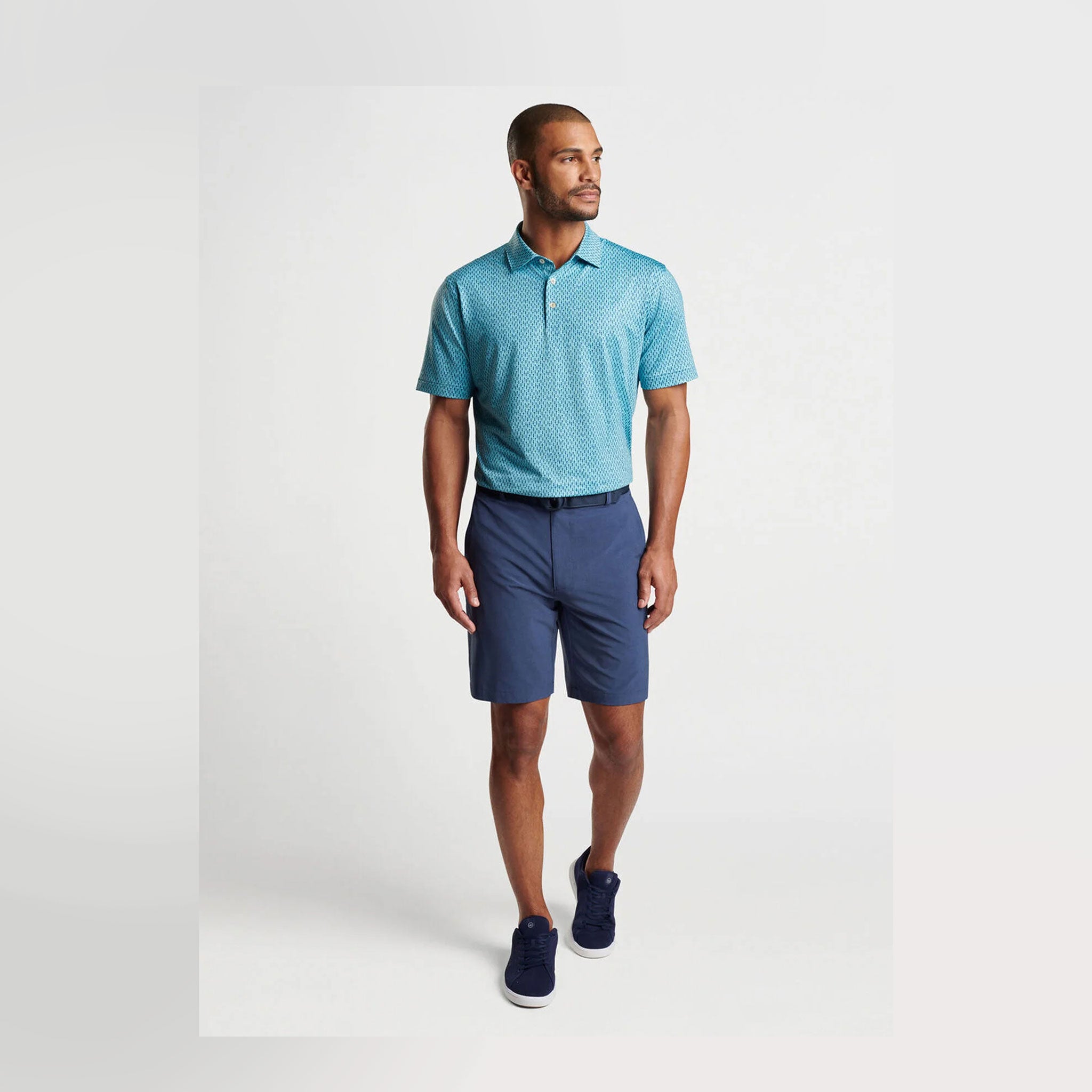 PM LAVENDER FIELDS PERFORMANCE JERSEY POLO CYAN / L