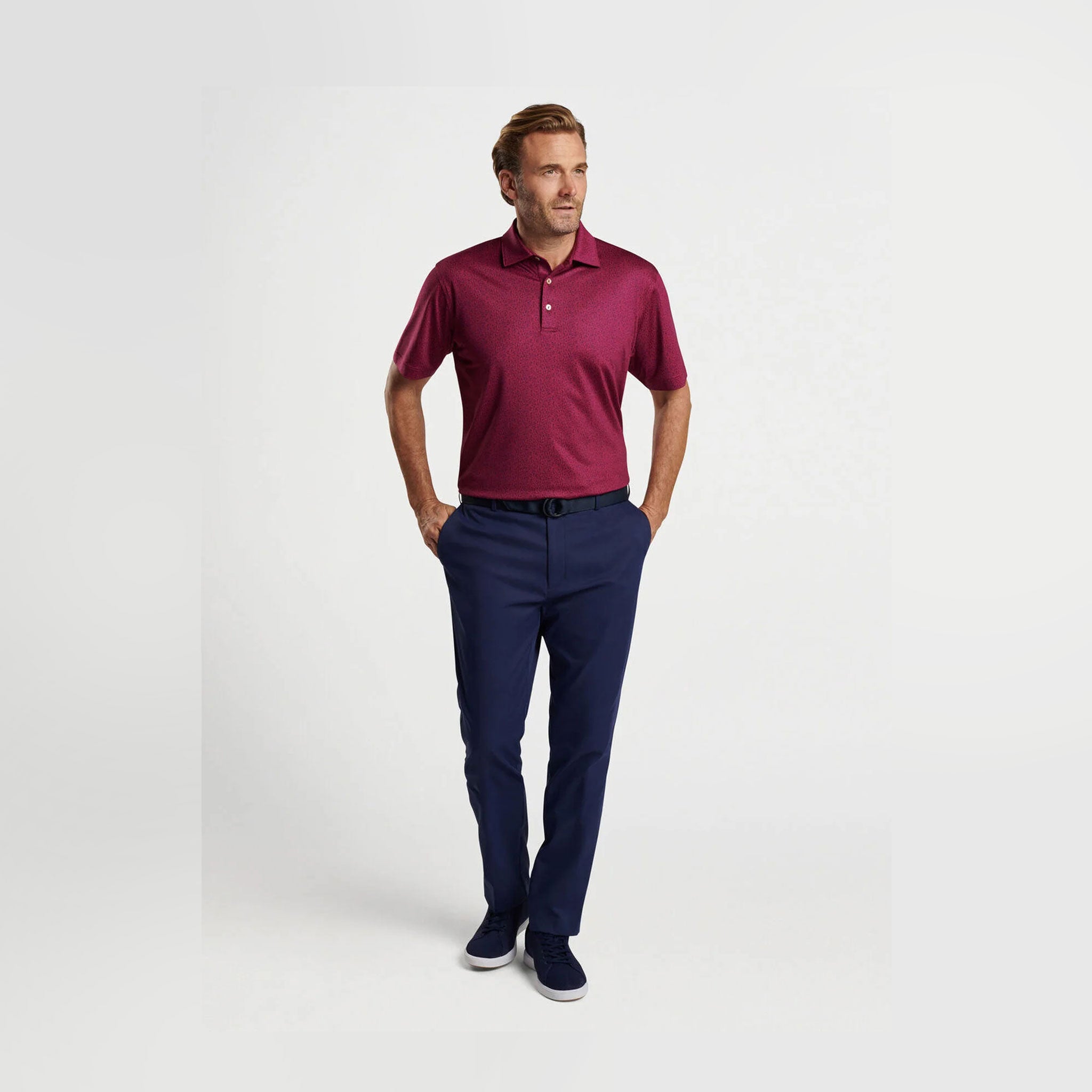 PM BEER GARDEN PERFORMANCE JERSEY POLO POMEGRANATE / L